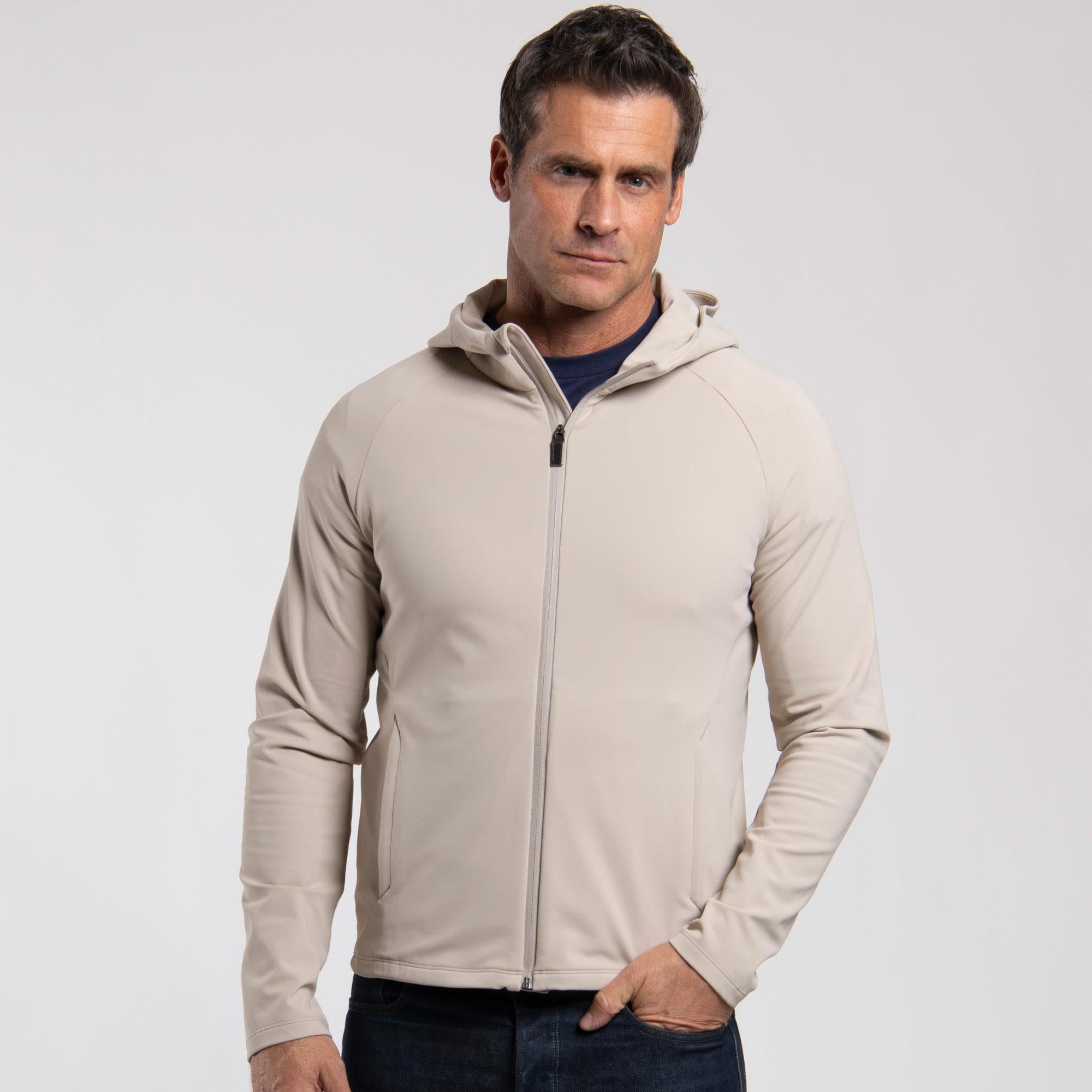 KJUS Charge Hooded Mens Golf Mid Layer Malt