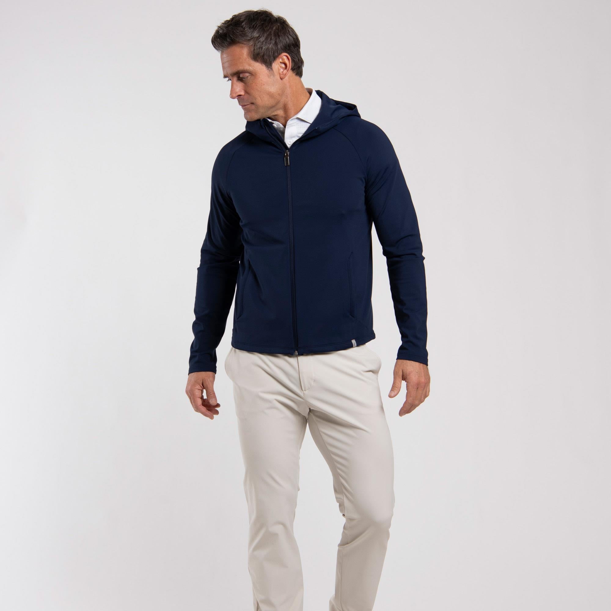 KJUS Charge Hooded Mens Golf Mid Layer Navy