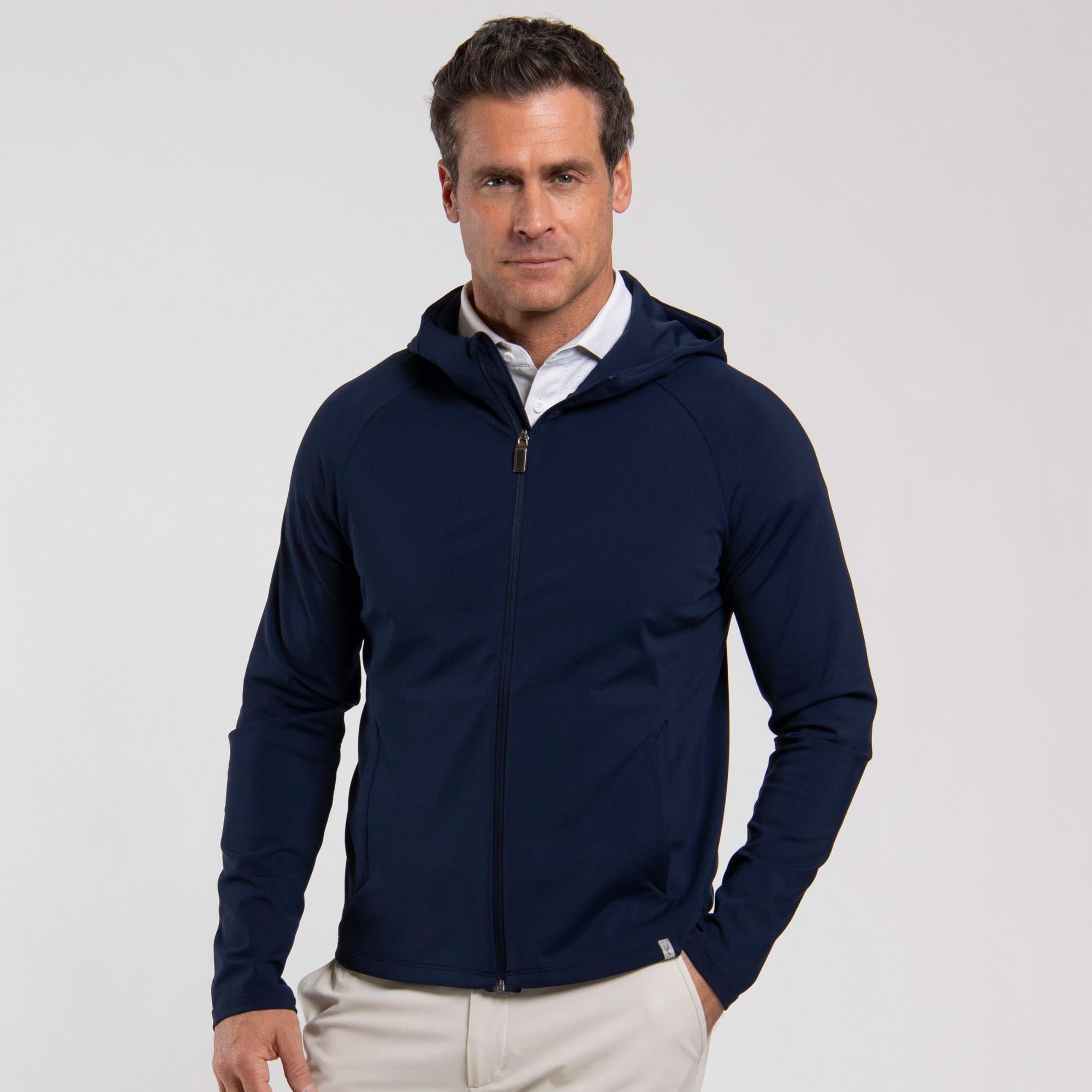 KJUS Charge Hooded Mens Golf Mid Layer Navy