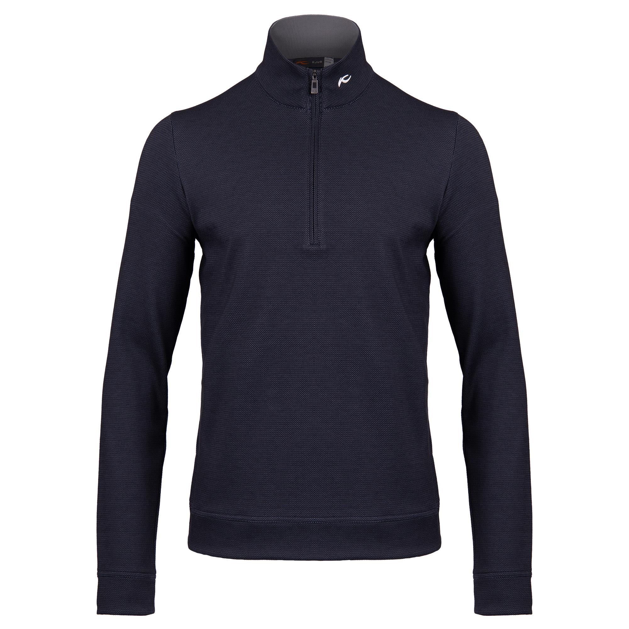 KJUS Essentials Half Zip Mens Golf Mid Layer Atlanta Blue/Pewter