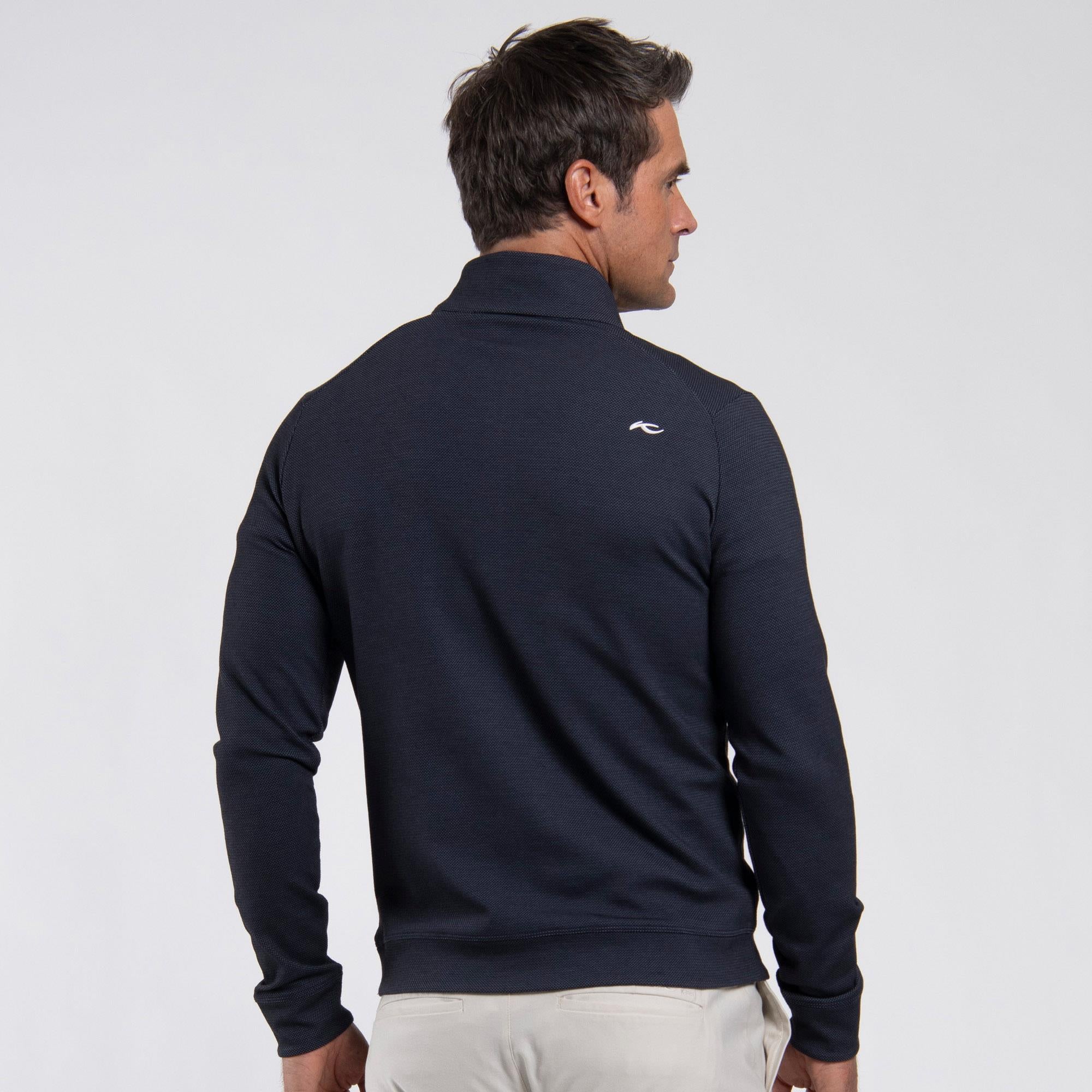 KJUS Essentials Half Zip Mens Golf Mid Layer Atlanta Blue/Pewter
