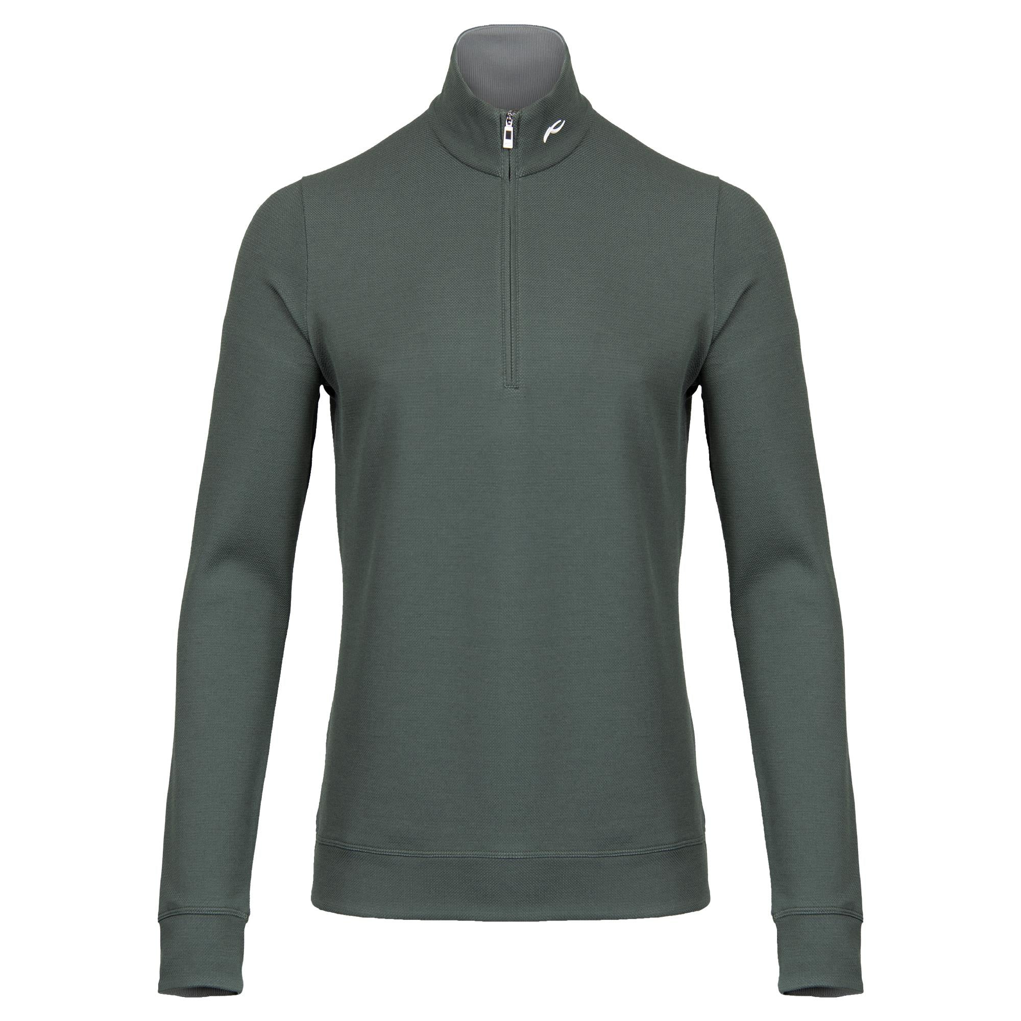 KJUS Essentials Half Zip Mens Golf Mid Layer Green Slate/Pewter