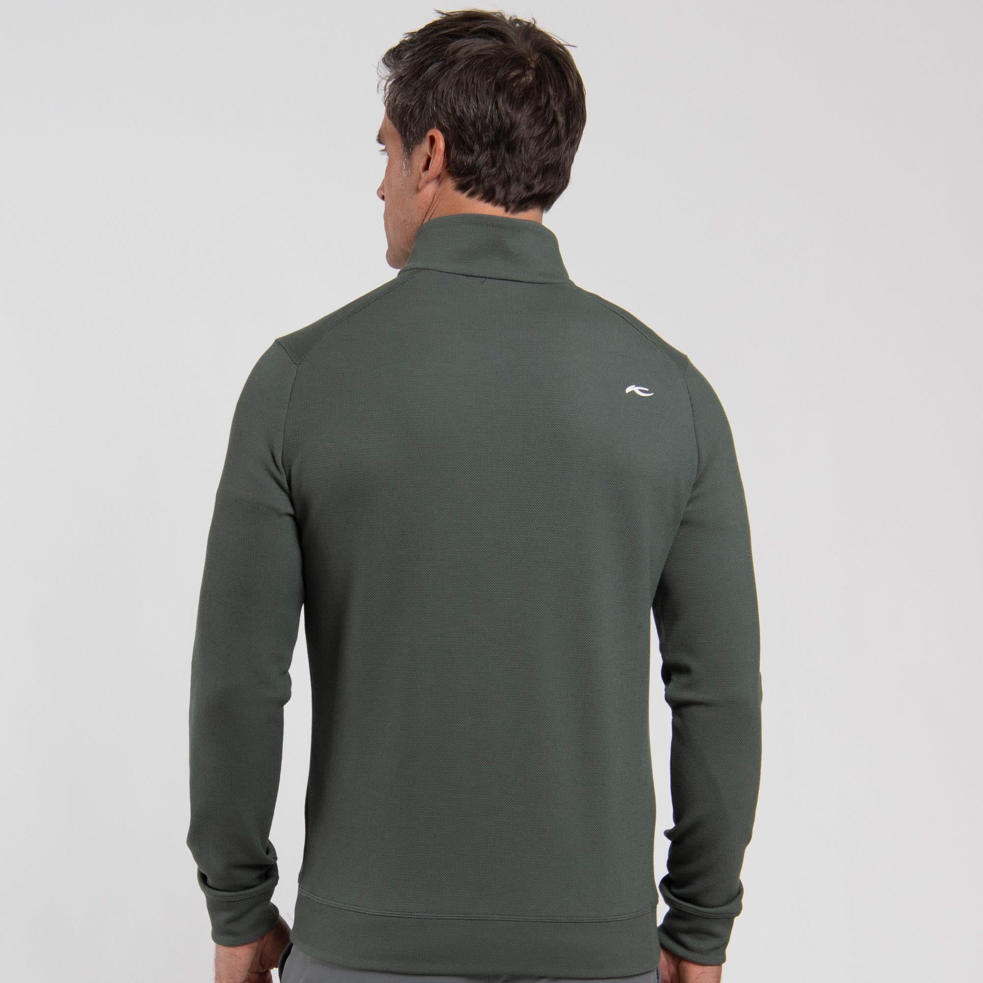 KJUS Essentials Half Zip Mens Golf Mid Layer Green Slate/Pewter