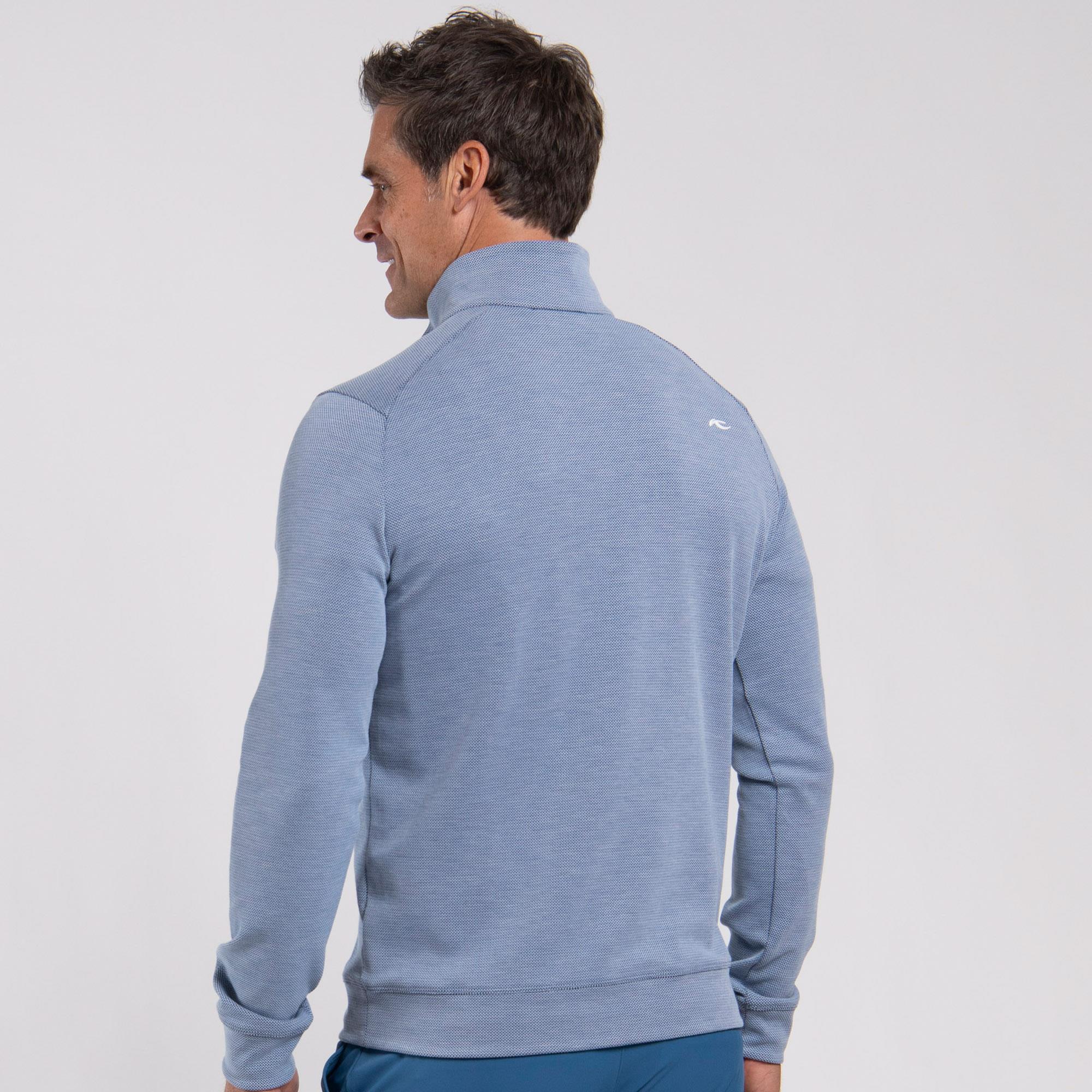 KJUS Essentials Half Zip Mens Golf Mid Layer Vapor Blue/Atlanta Blue