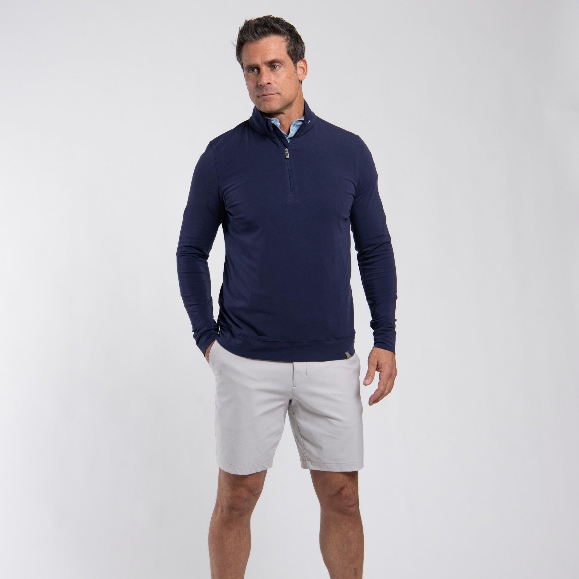 KJUS Hollow Pima Half Zip Mens Golf Mid Layer Atlanta Blue