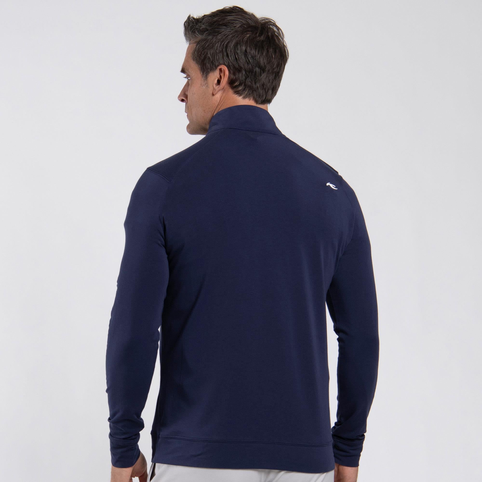 KJUS Hollow Pima Half Zip Mens Golf Mid Layer Atlanta Blue