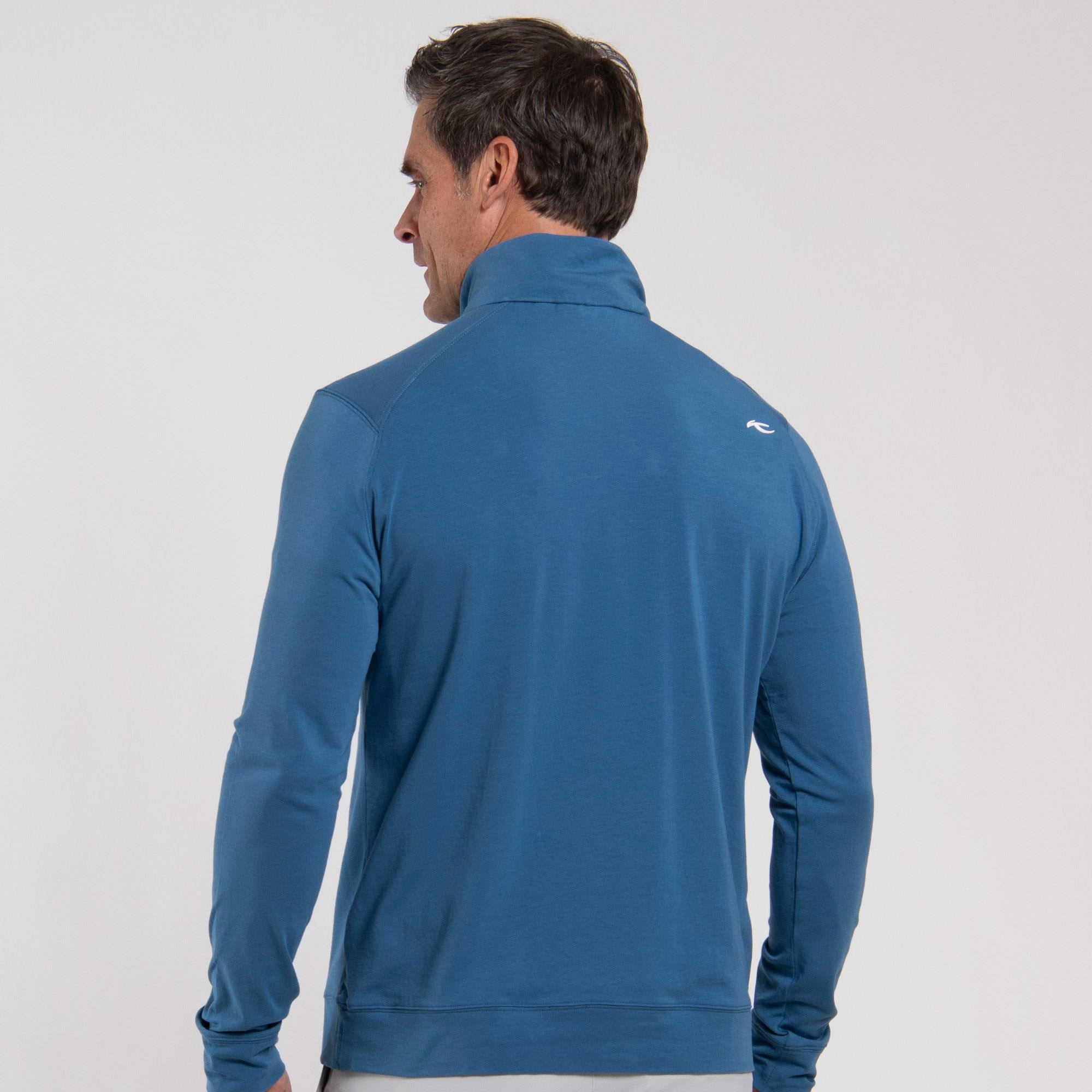 KJUS Hollow Pima Half Zip Mens Golf Mid Layer Maritime