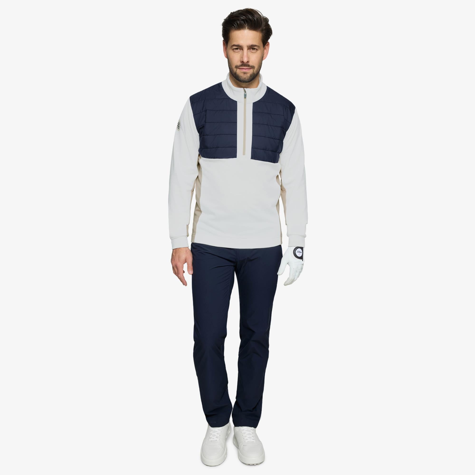 Galvin Green Dalton Insula Mens Golf Mid Layer Sand/Navy/White