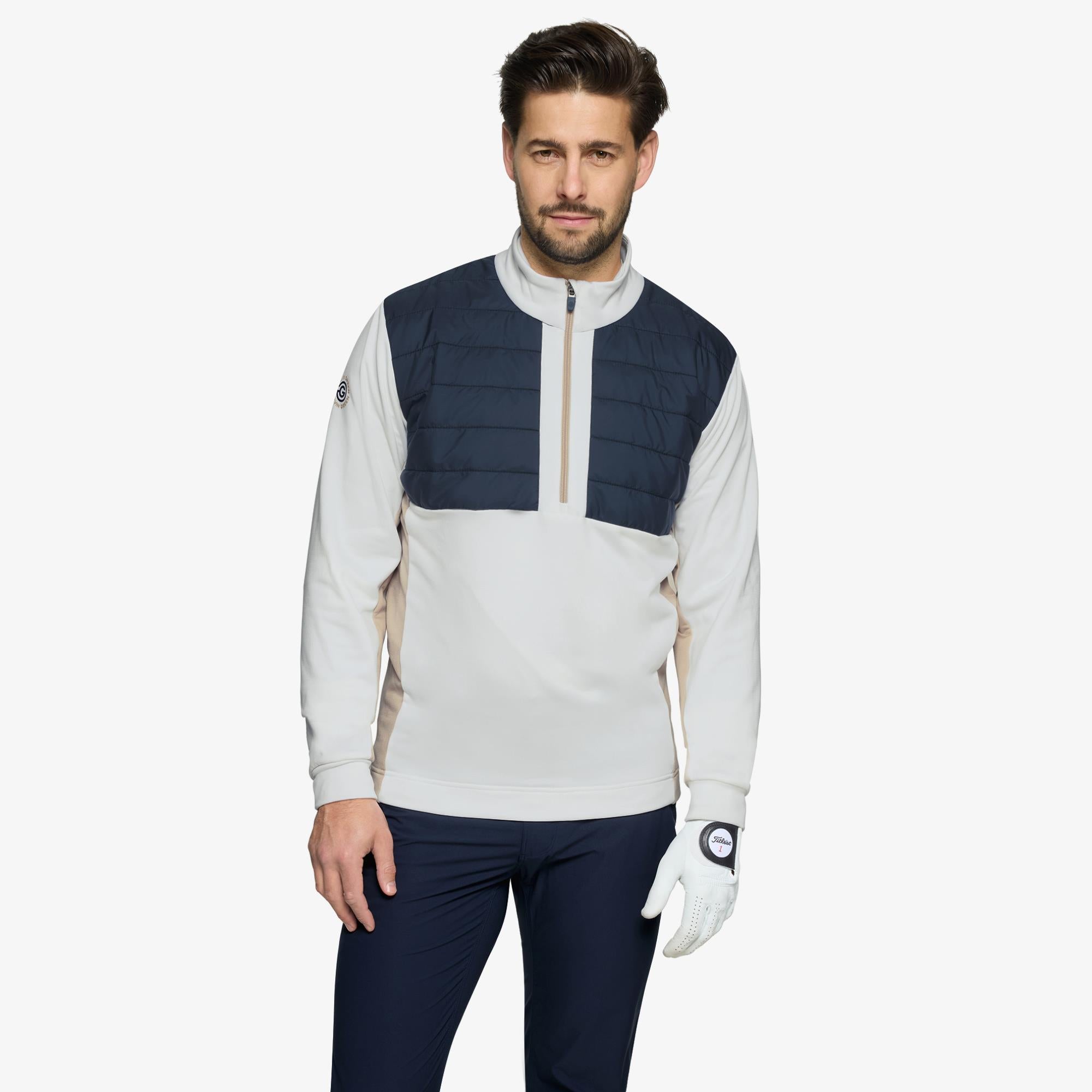 Galvin Green Dalton Insula Mens Golf Mid Layer Sand/Navy/White
