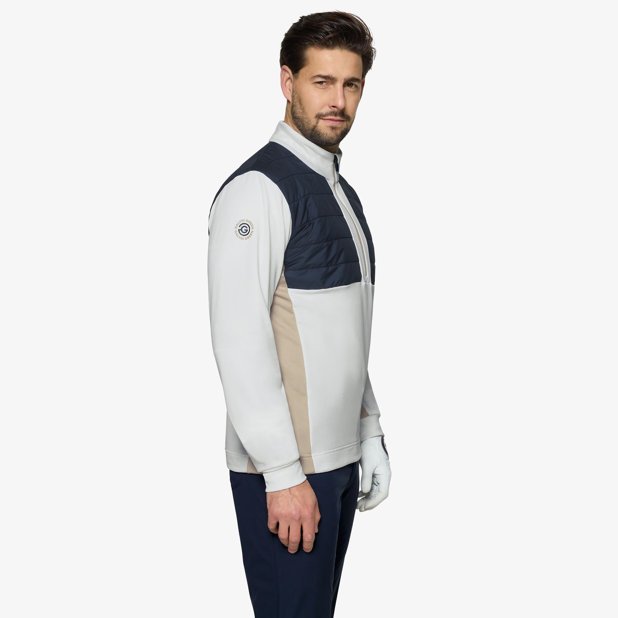 Galvin Green Dalton Insula Mens Golf Mid Layer Sand/Navy/White