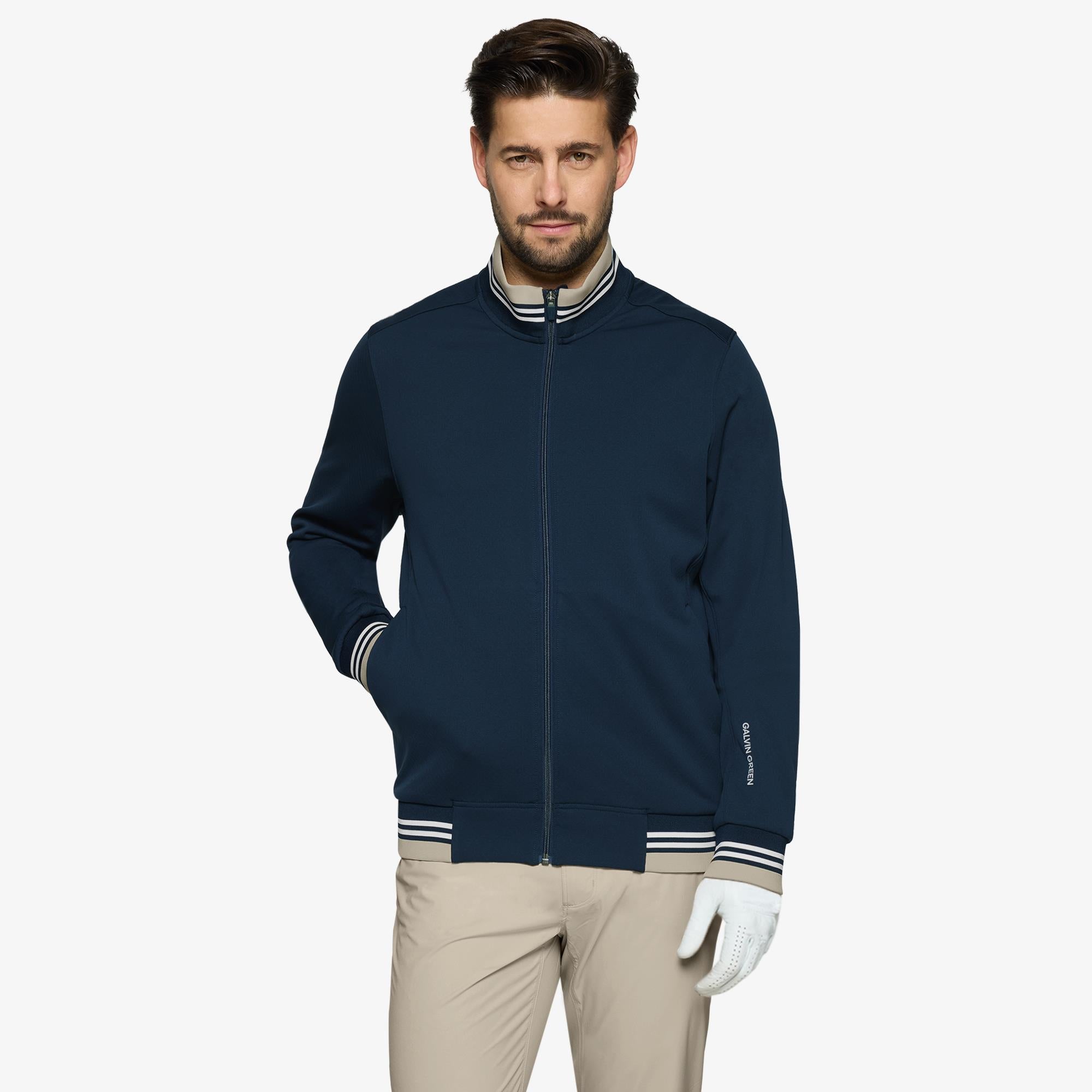 Galvin Green Daniel Insula Mens Golf Mid Layer Sand/Navy/White