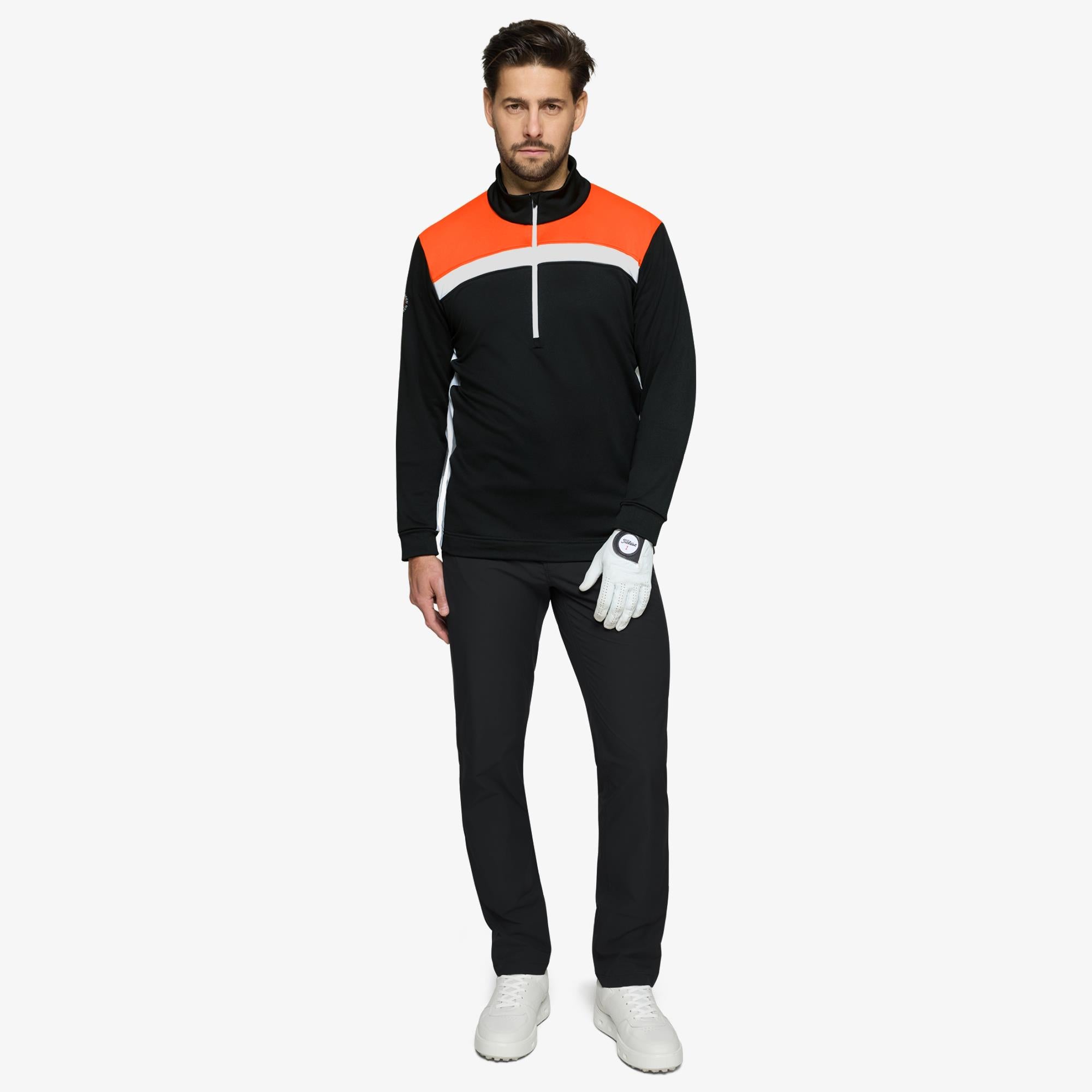 Galvin Green Dean Insula Mens Golf Mid Layer Black/White/Orange