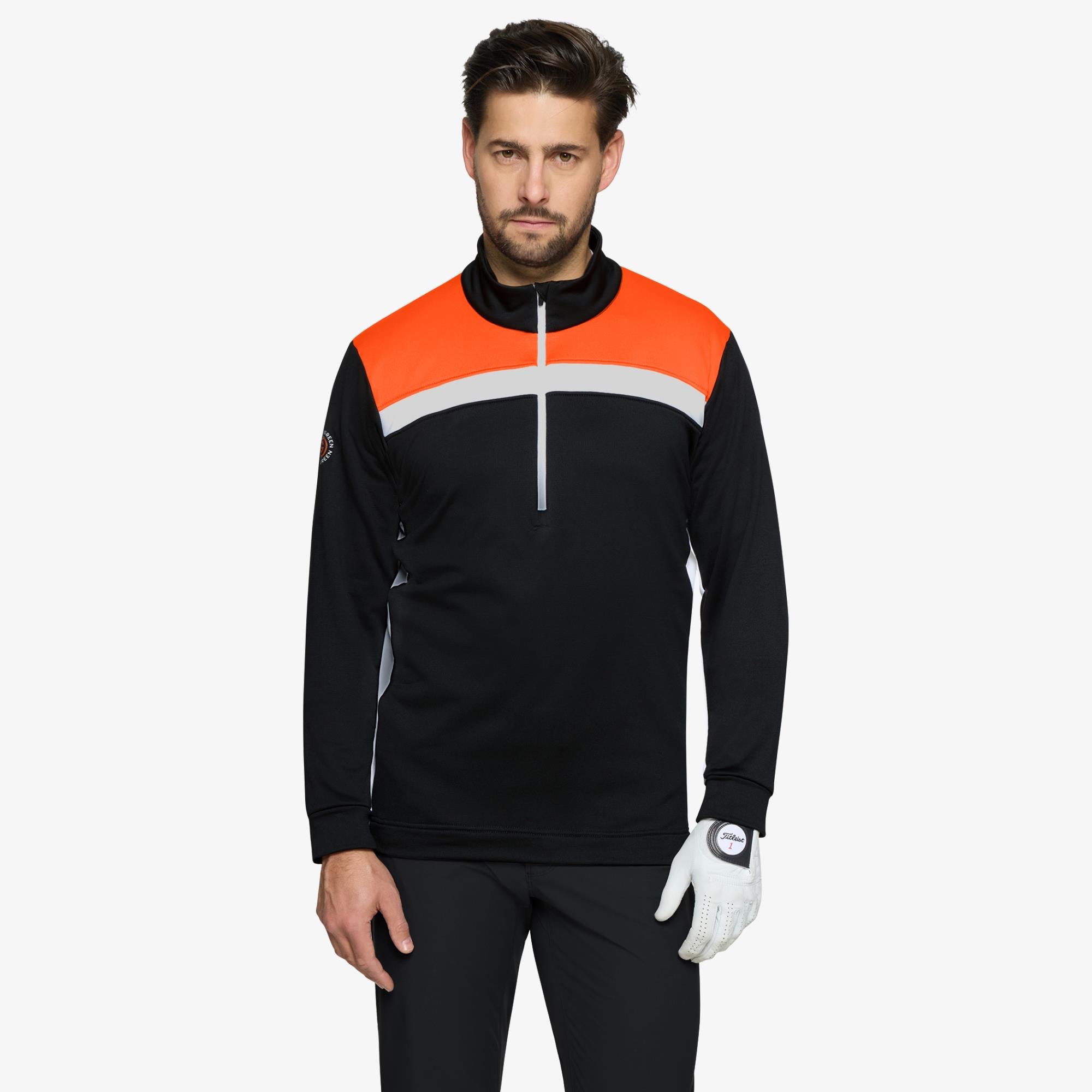 Galvin Green Dean Insula Mens Golf Mid Layer Black/White/Orange