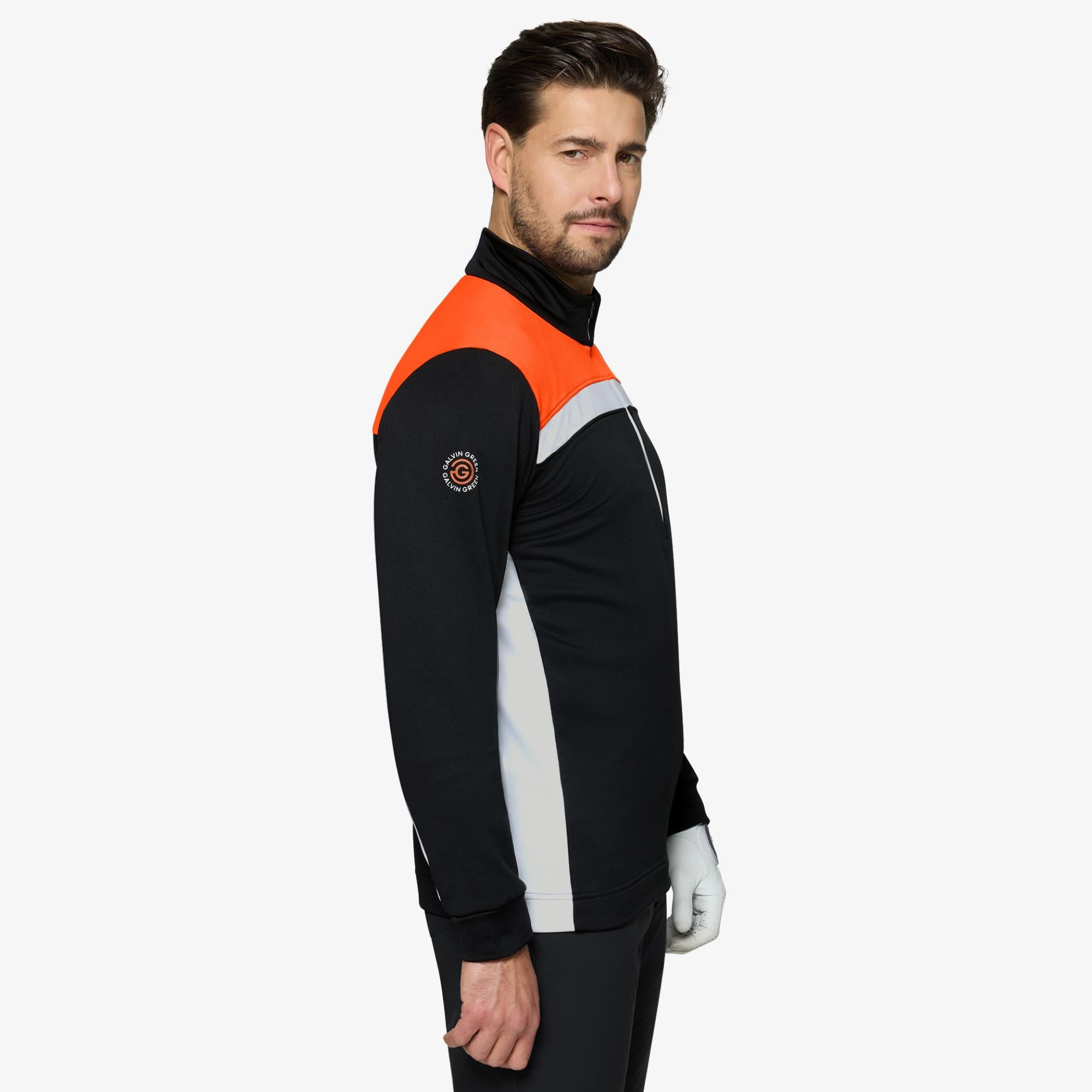 Galvin Green Dean Insula Mens Golf Mid Layer Black/White/Orange