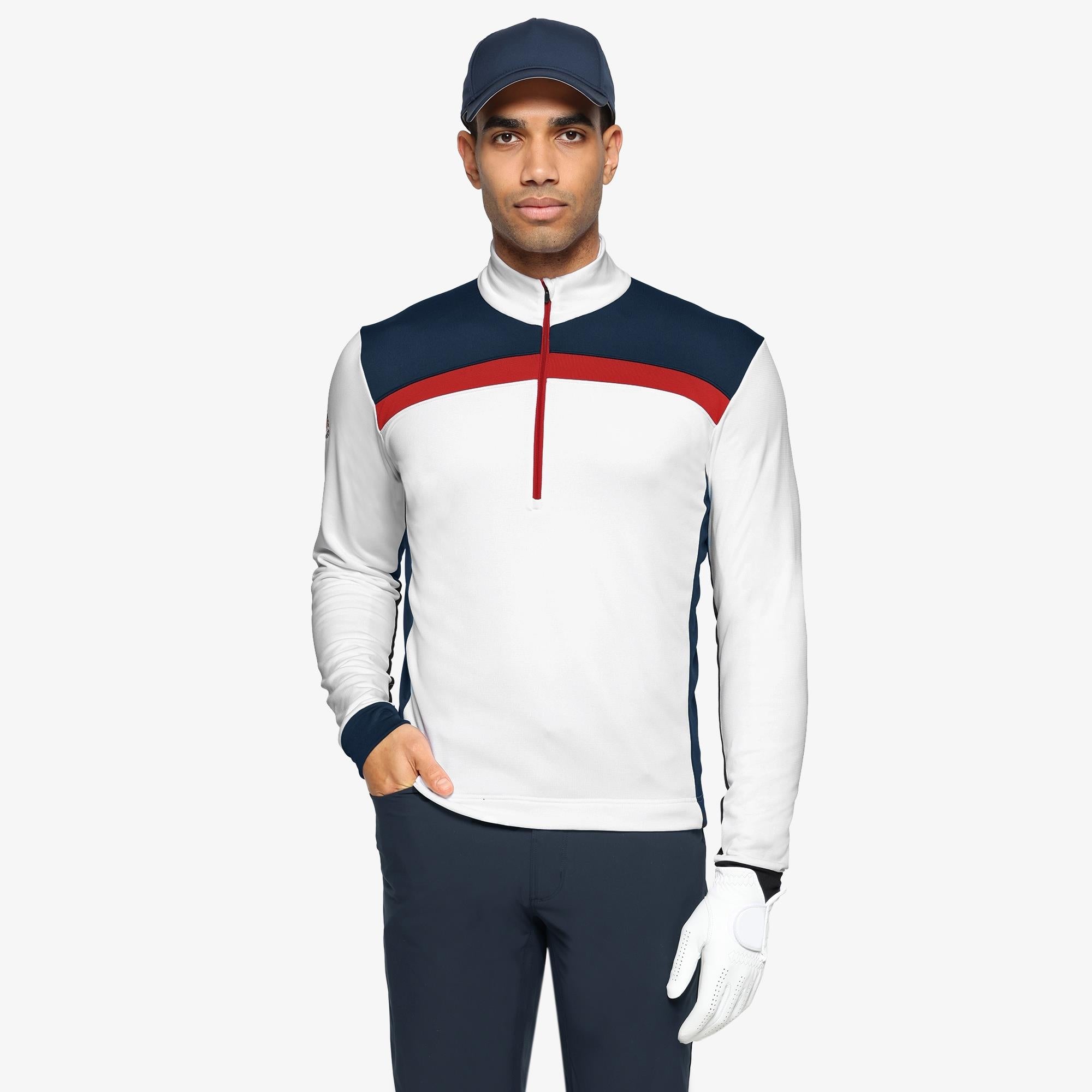 Galvin Green Dean Insula Mens Golf Mid Layer White/Navy/Red