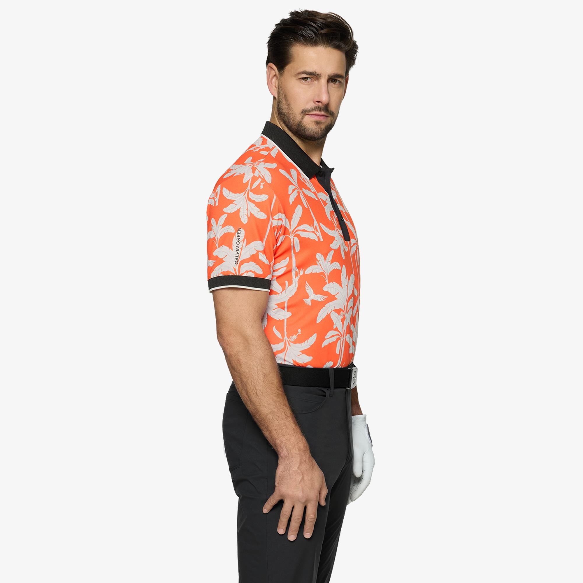Galvin Green Merry Ventil8+ Mens Golf Polo Shirt Orange/Black