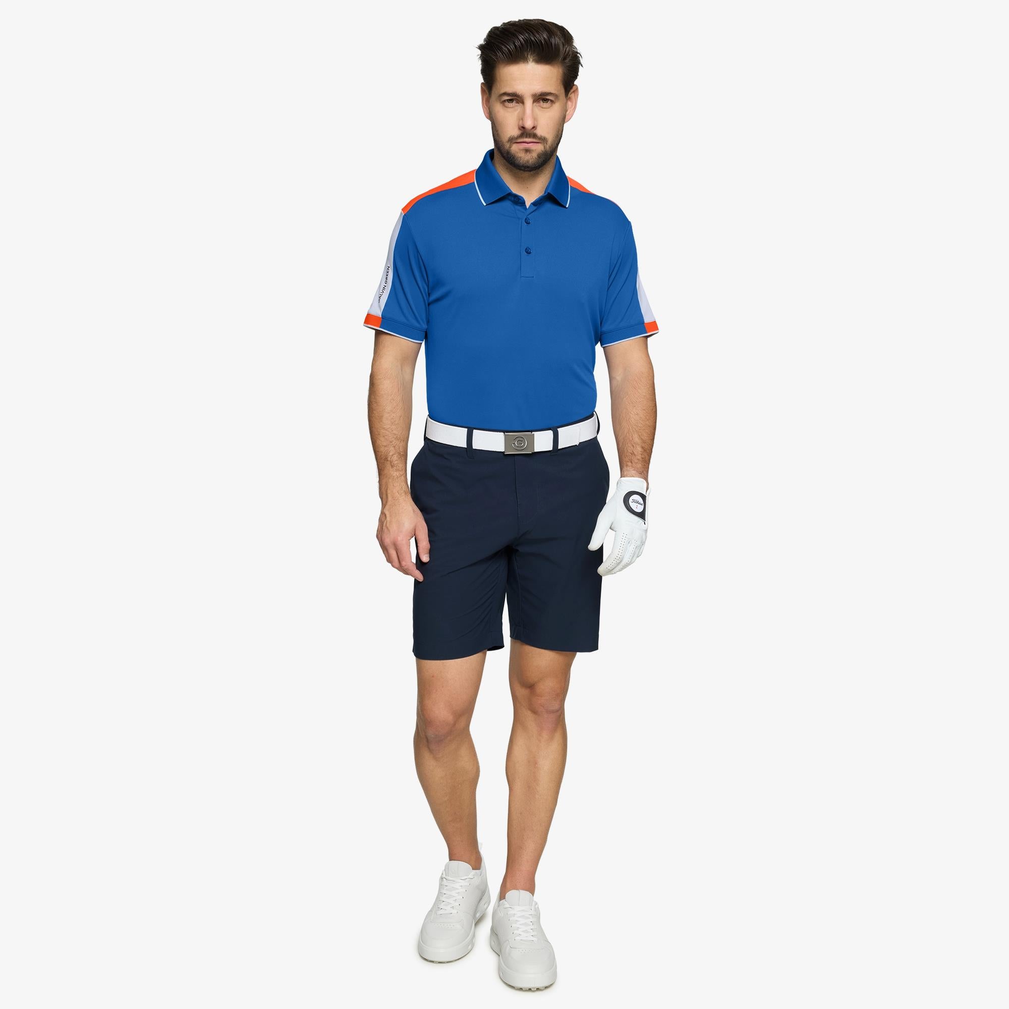 Galvin Green Mulligan Ventil8+ Mens Golf Polo Shirt Royal Blue/White/Orange