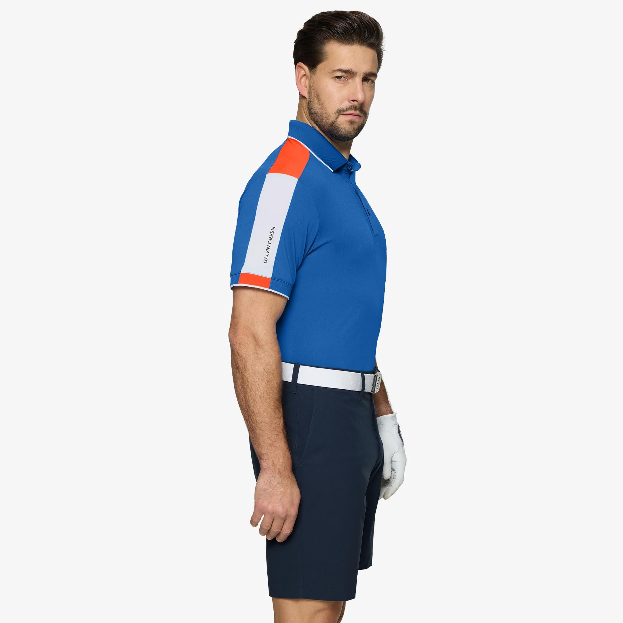 Galvin Green Mulligan Ventil8+ Mens Golf Polo Shirt Royal Blue/White/Orange