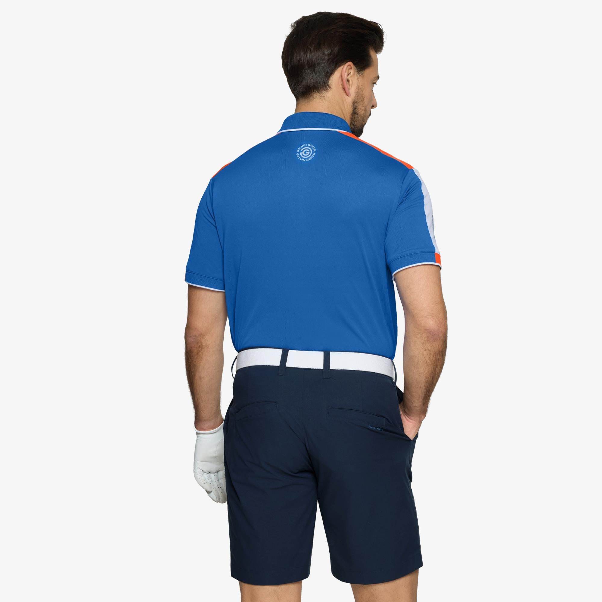 Galvin Green Mulligan Ventil8+ Mens Golf Polo Shirt Royal Blue/White/Orange