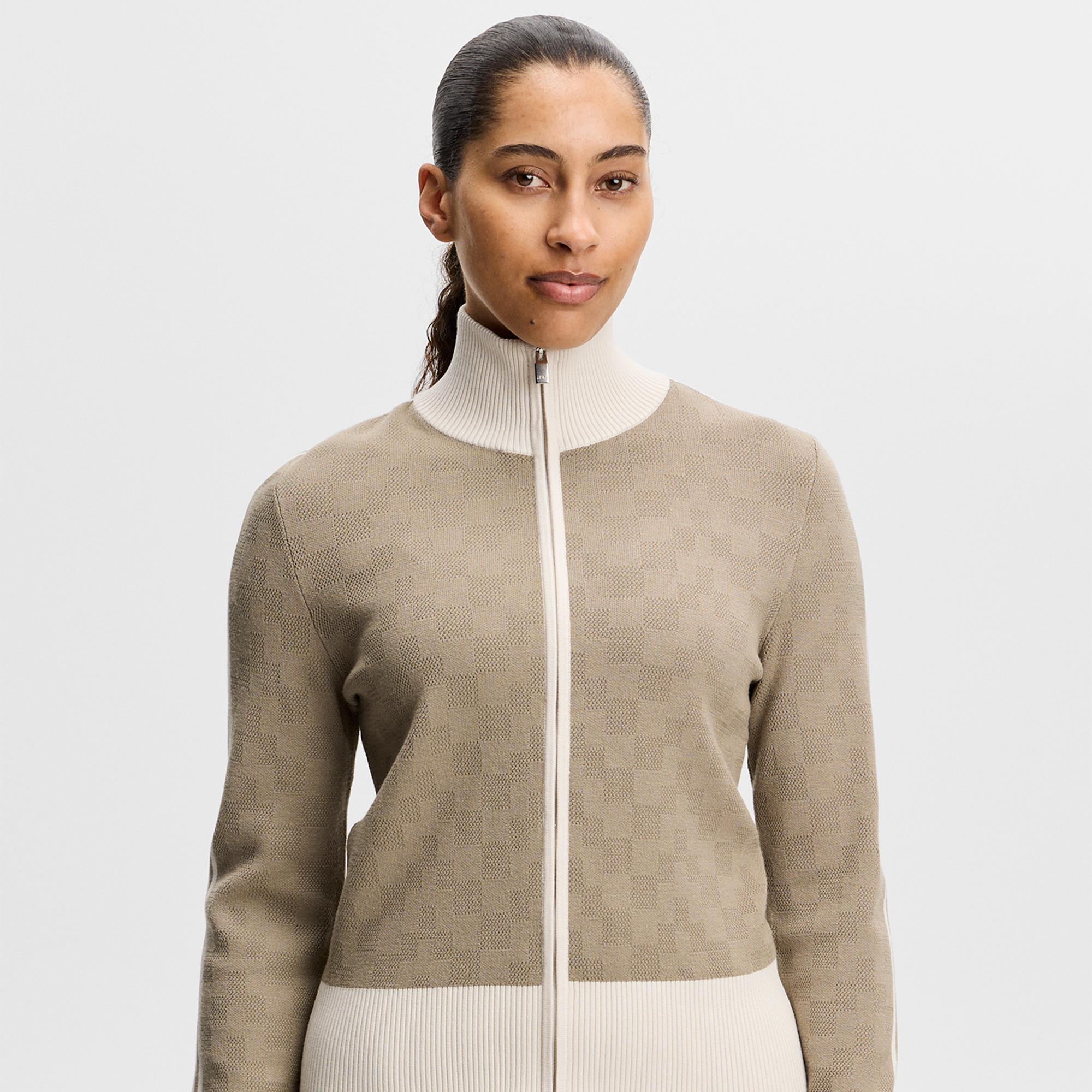 J Lindeberg Kerla Knitted Ladies Full Zip Sweater Brindle