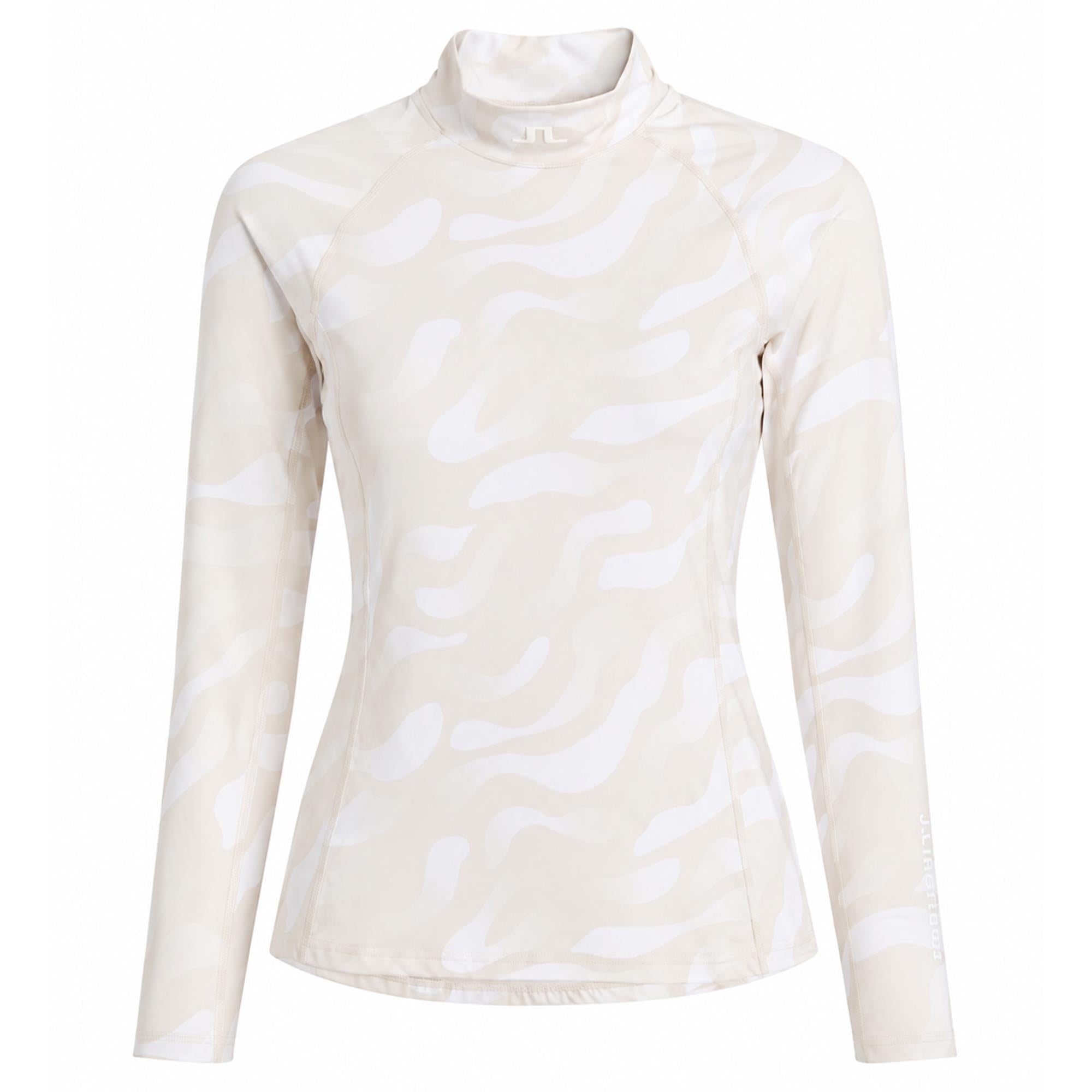 J Lindeberg Ella Print Ladies Compression Golf Top Bunker Fade Moonbeam White