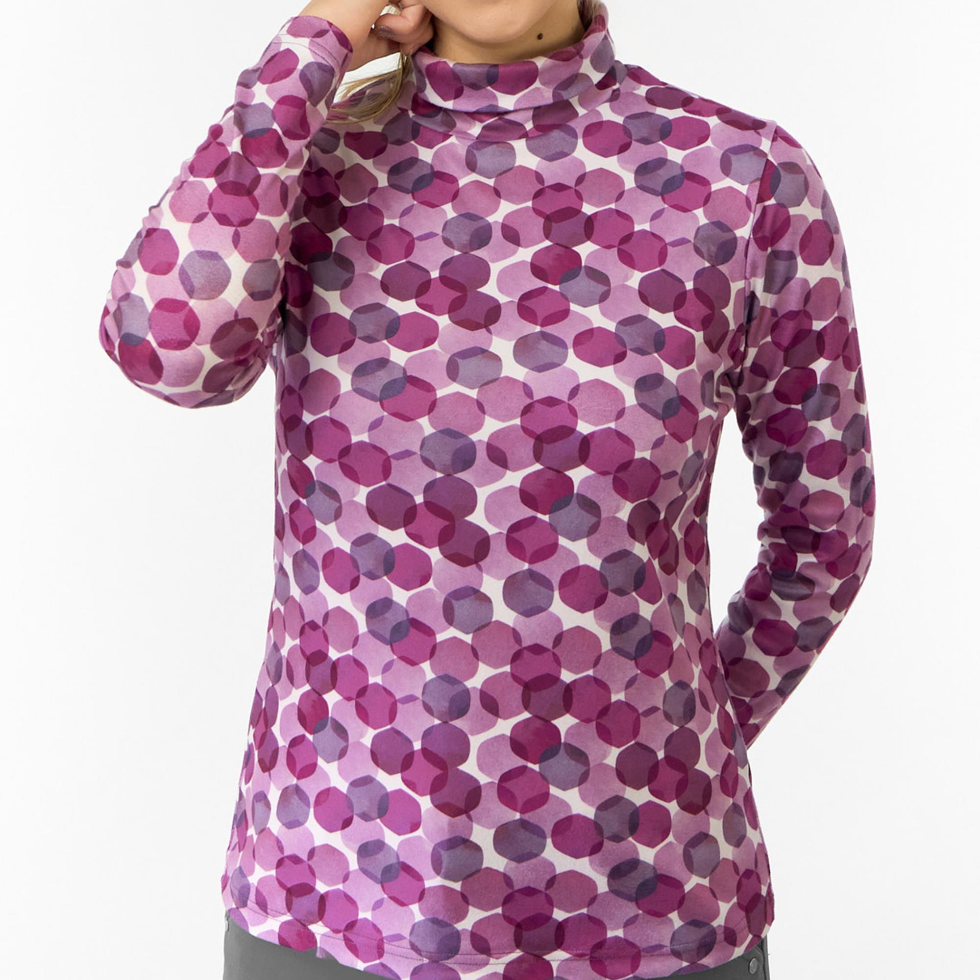 Pure Golf Amy Printed Ladies Golf Roll Neck Berry Bokeh