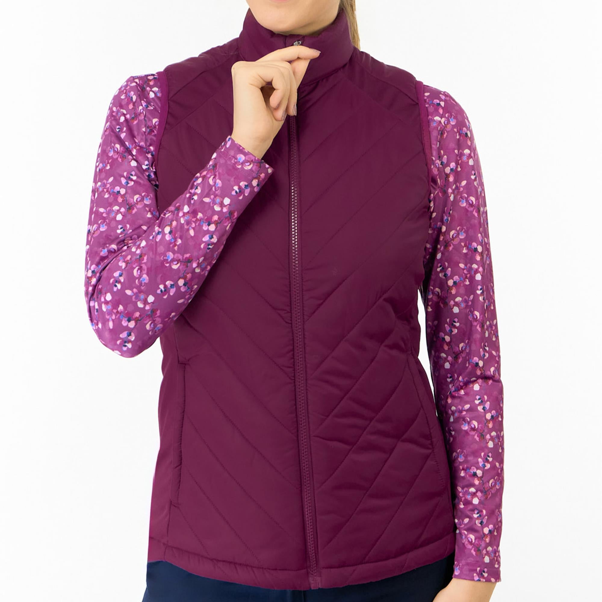 Pure Golf Josie Stretch Panel Ladies Golf Gilet Morello Cherry