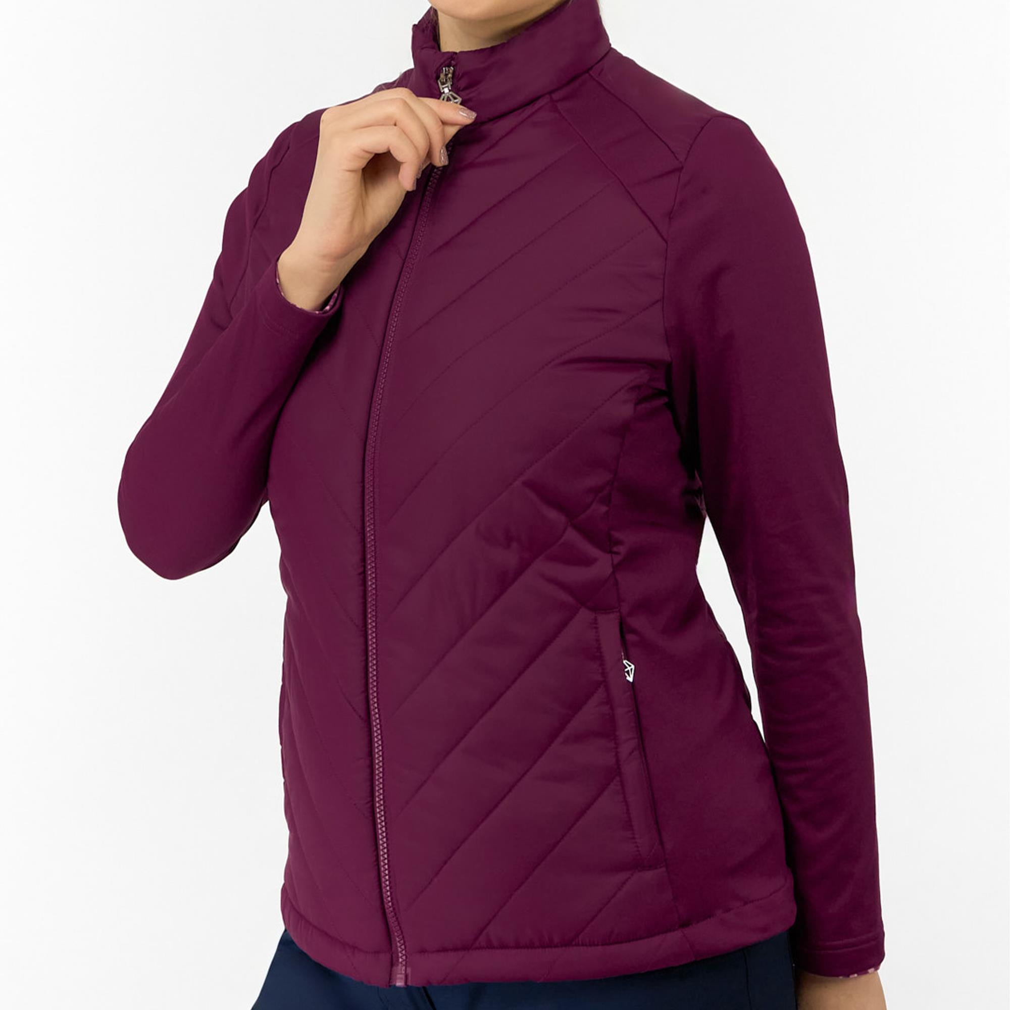 Pure Golf Jessica Ladies Hybrid Golf Jacket Morello Cherry