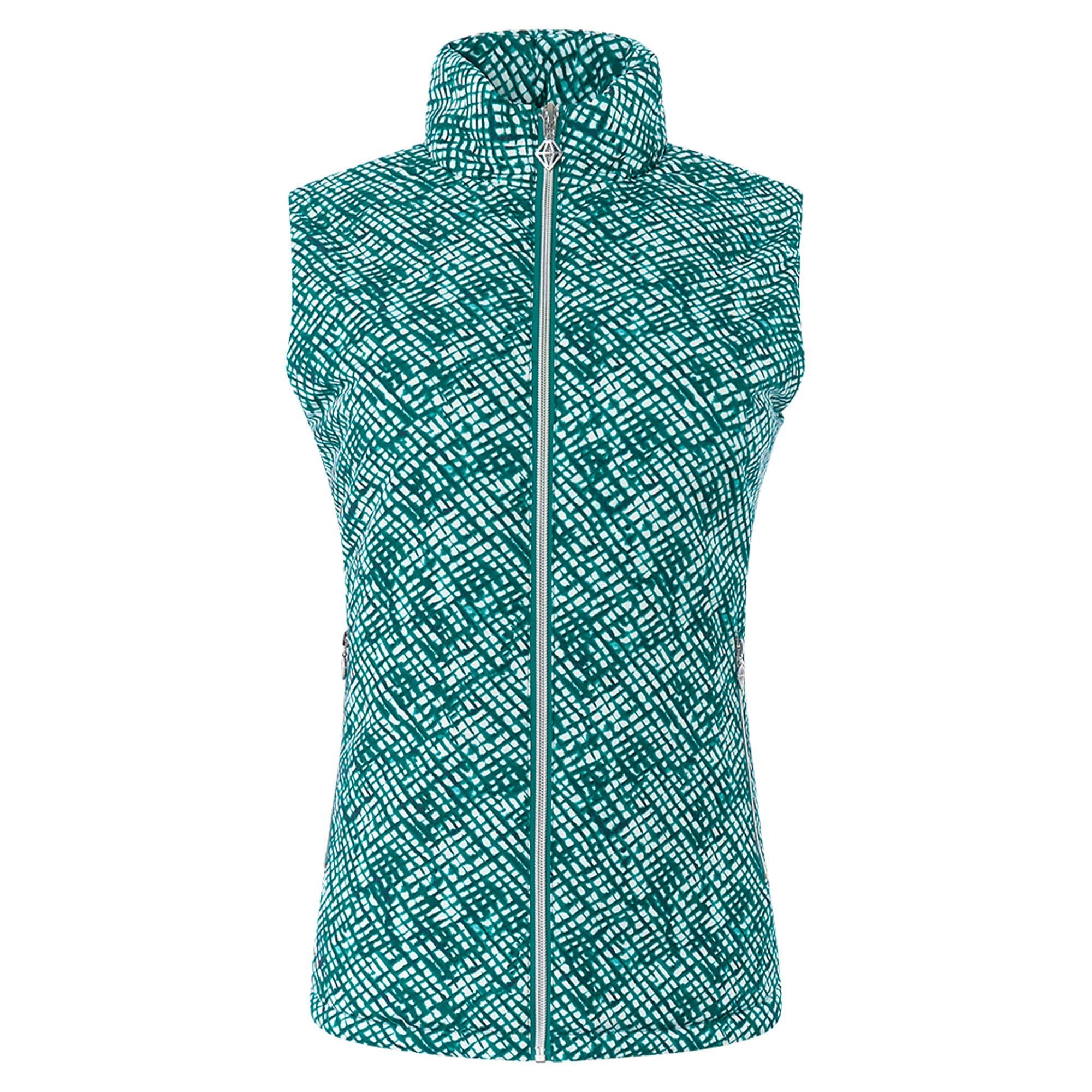Pure Golf Kimberly Printed Ladies Golf Gilet Teal Crosshatch