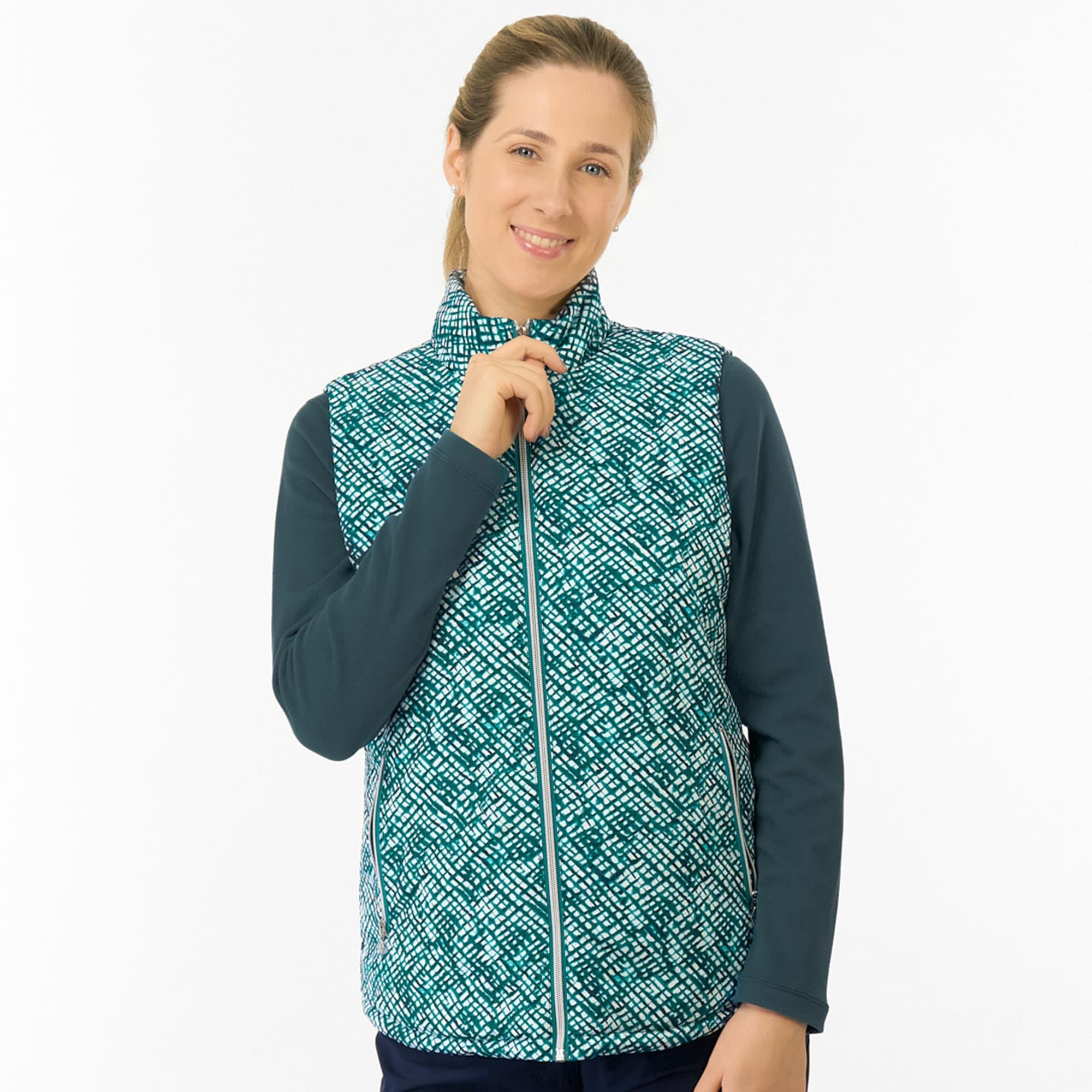 Pure Golf Kimberly Printed Ladies Golf Gilet Teal Crosshatch