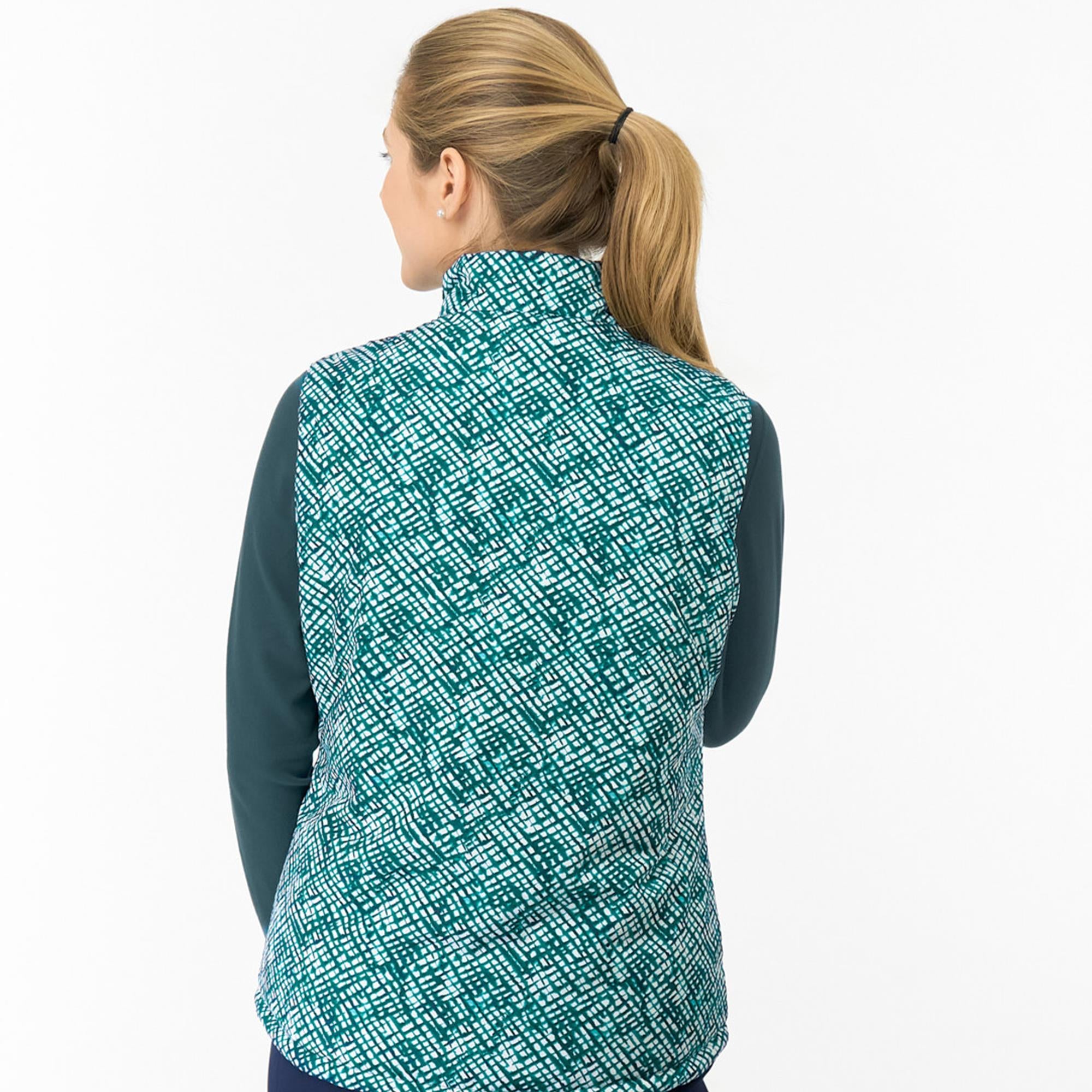 Pure Golf Kimberly Printed Ladies Golf Gilet Teal Crosshatch