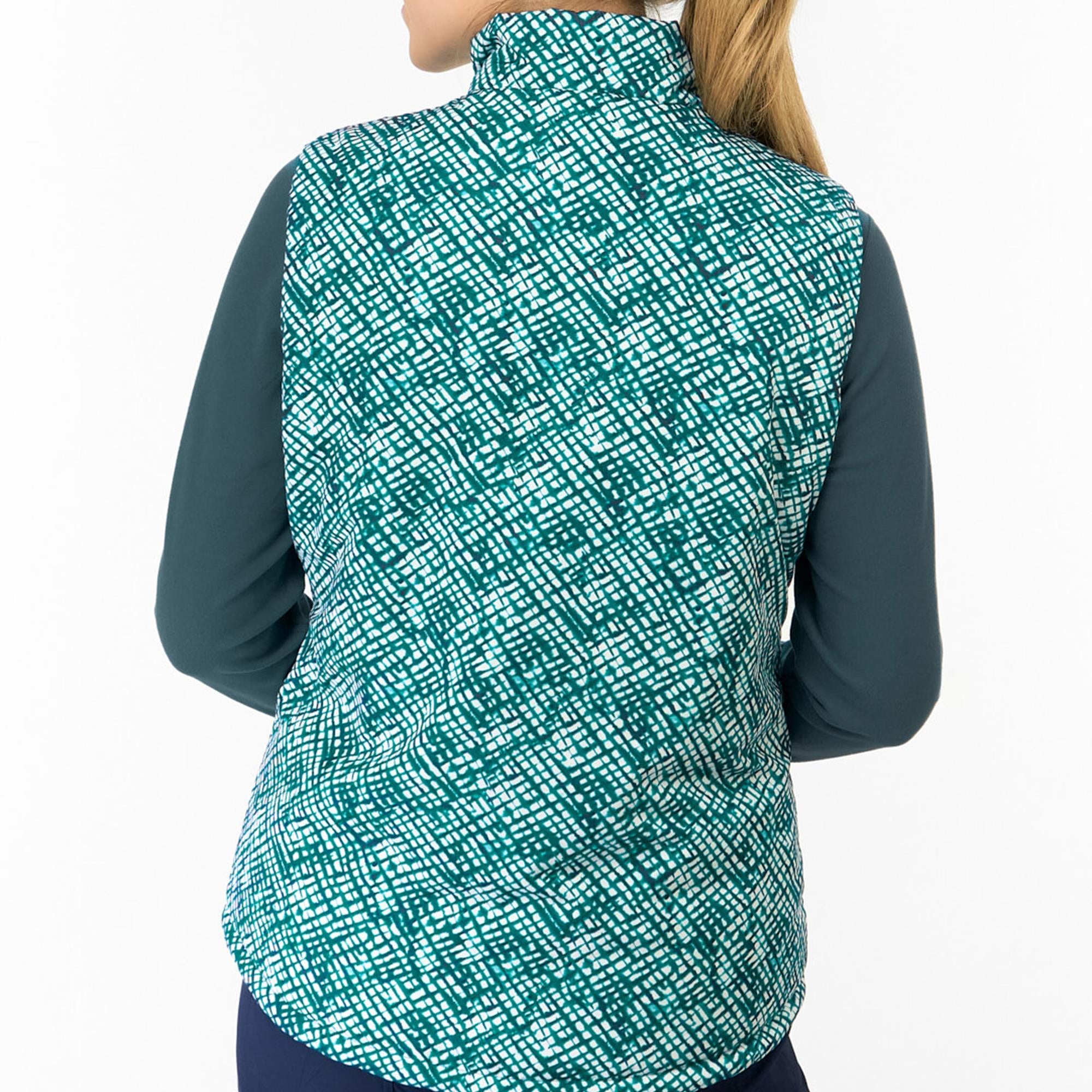 Pure Golf Kimberly Printed Ladies Golf Gilet Teal Crosshatch