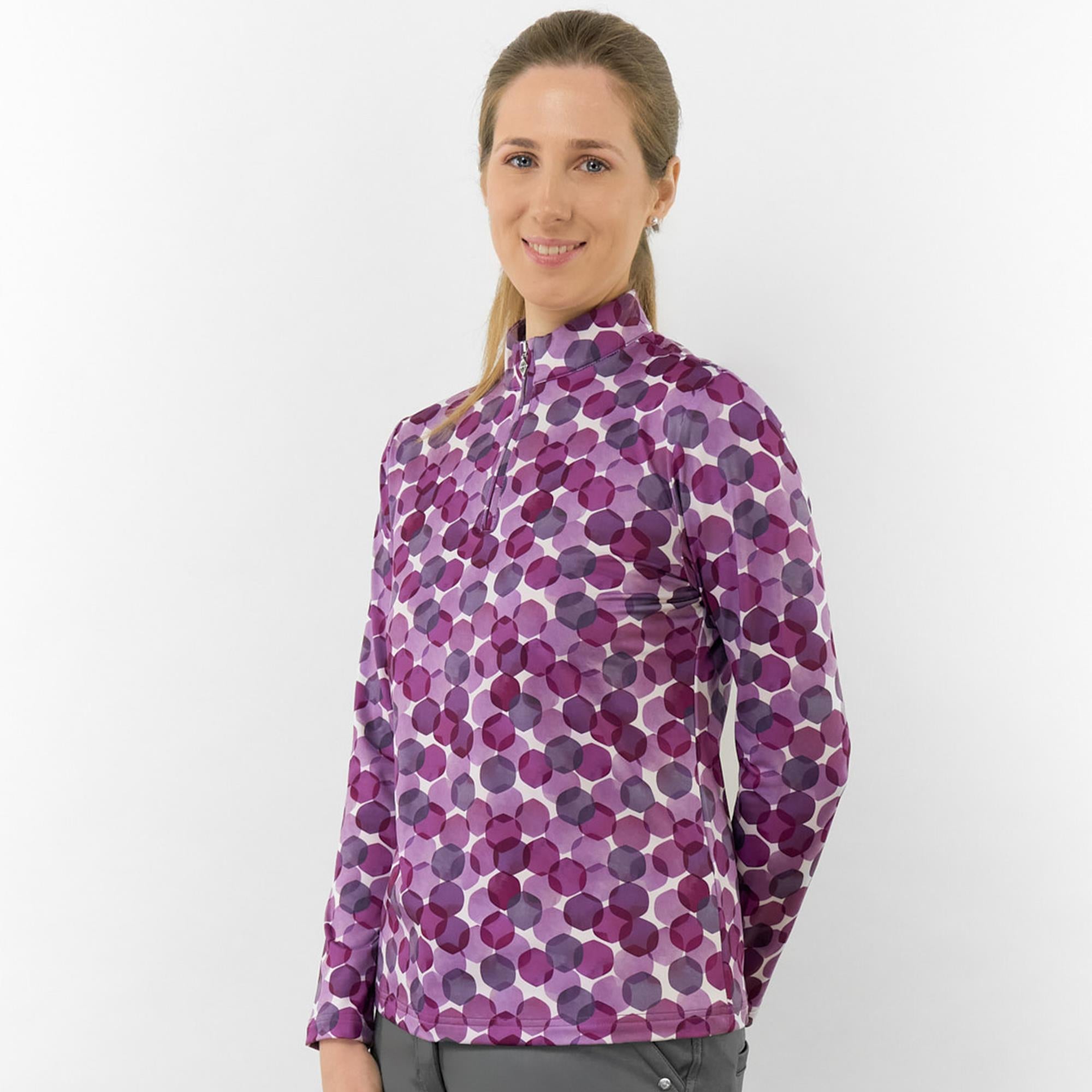 Pure Golf Arusha Ladies Golf Mid Layer Berry Bokeh