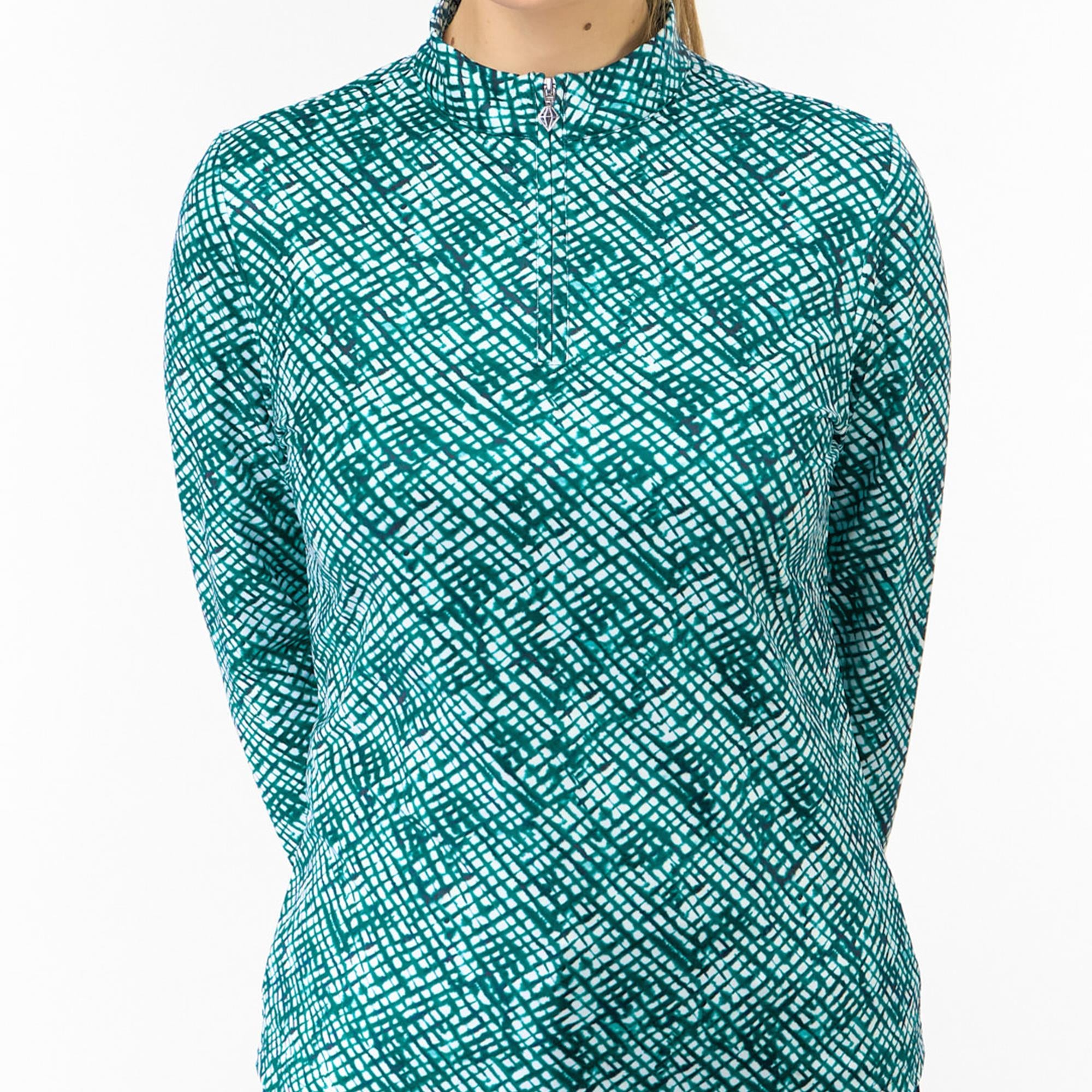 Pure Golf Arusha Ladies Golf Mid Layer Teal Crosshatch