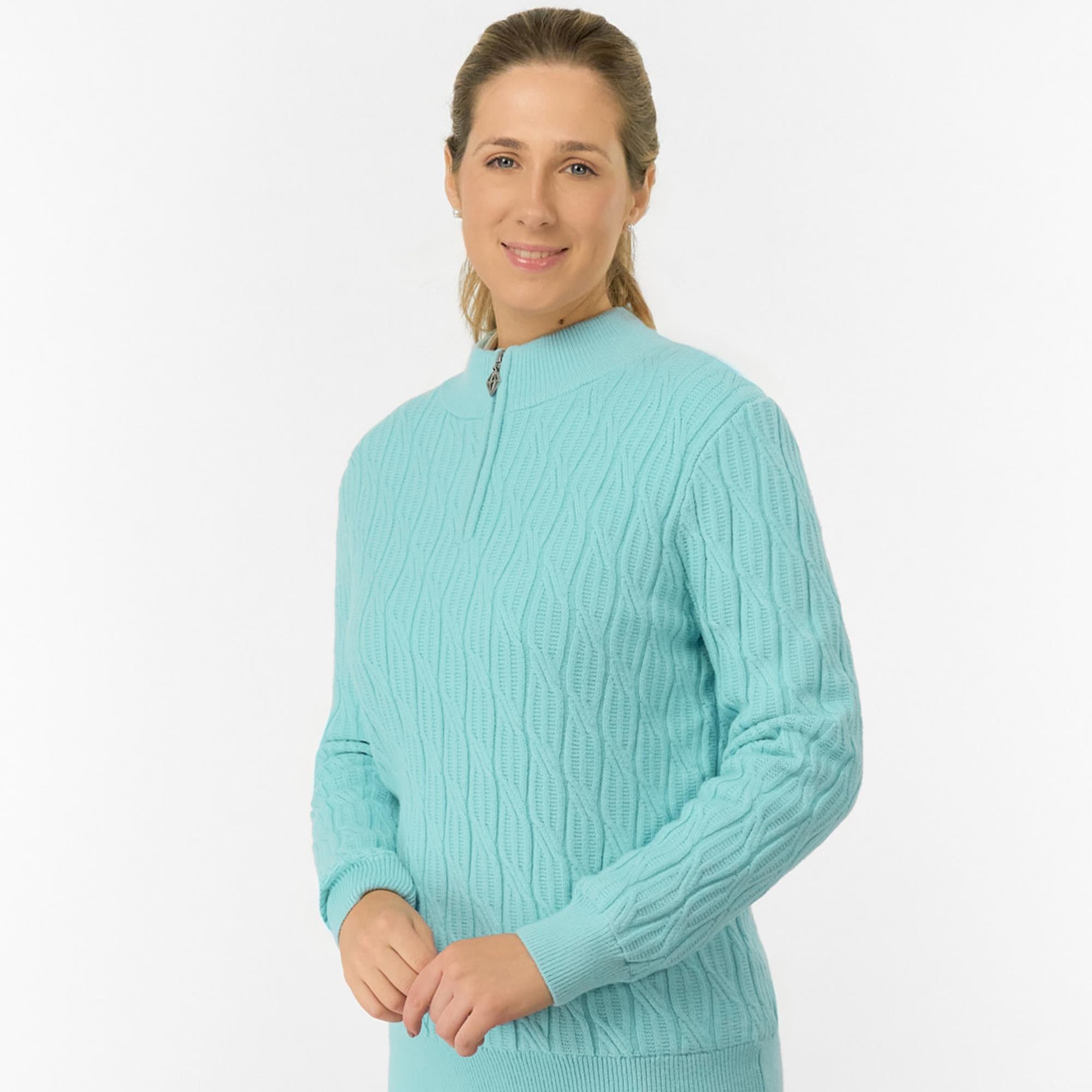 Pure Golf Sorrell Margot Knit Lined Ladies Golf Jumper Retro Blue