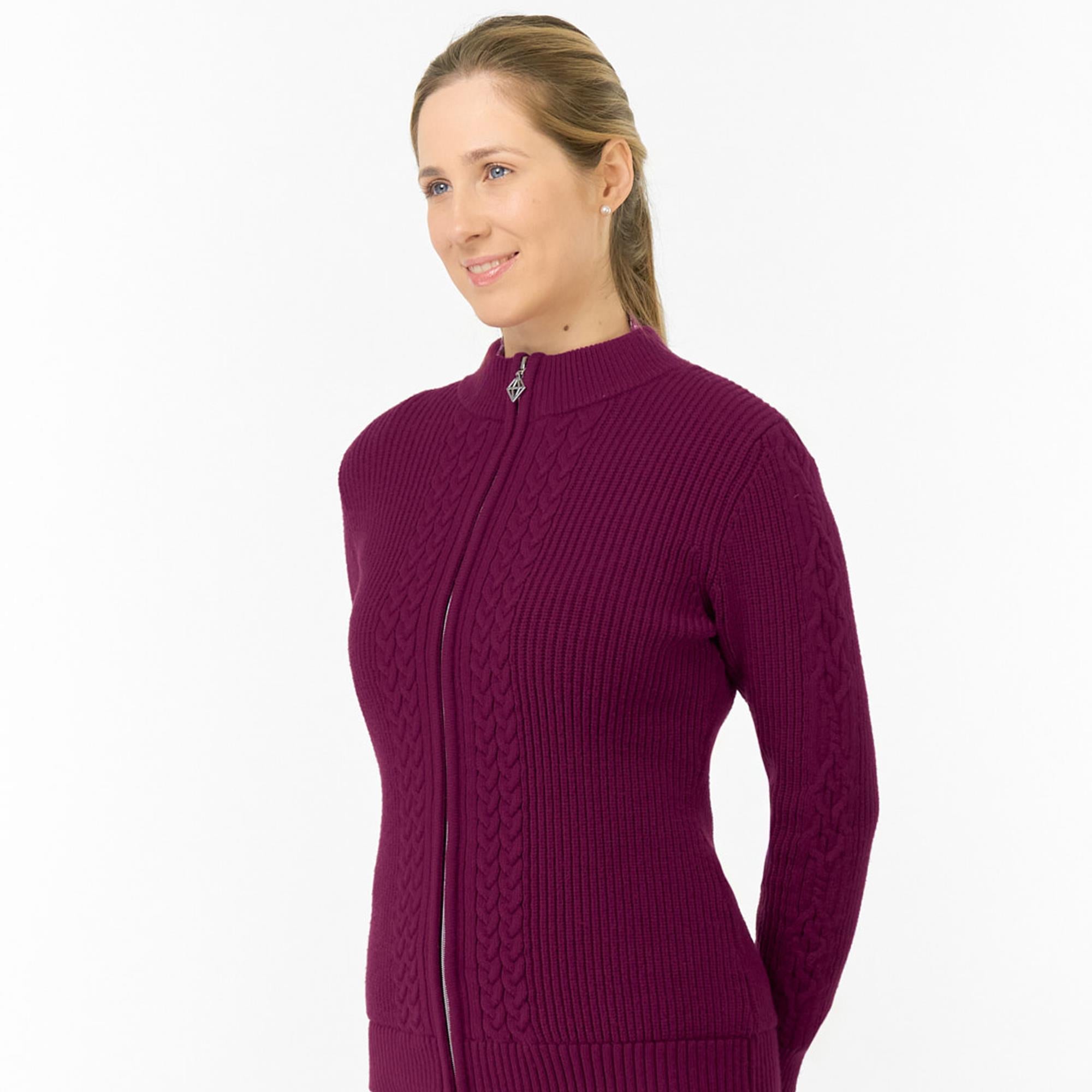 Pure Golf Sophia Elena Knit Lined Ladies Golf Cardigan Morello Cherry