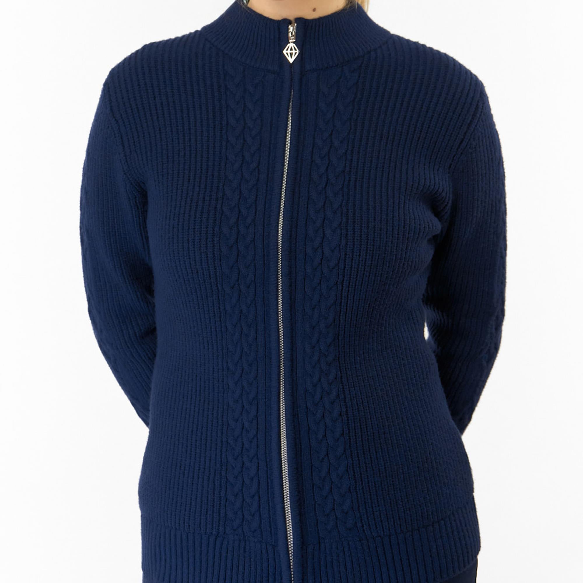Pure Golf Sophia Elena Knit Lined Ladies Golf Cardigan Navy