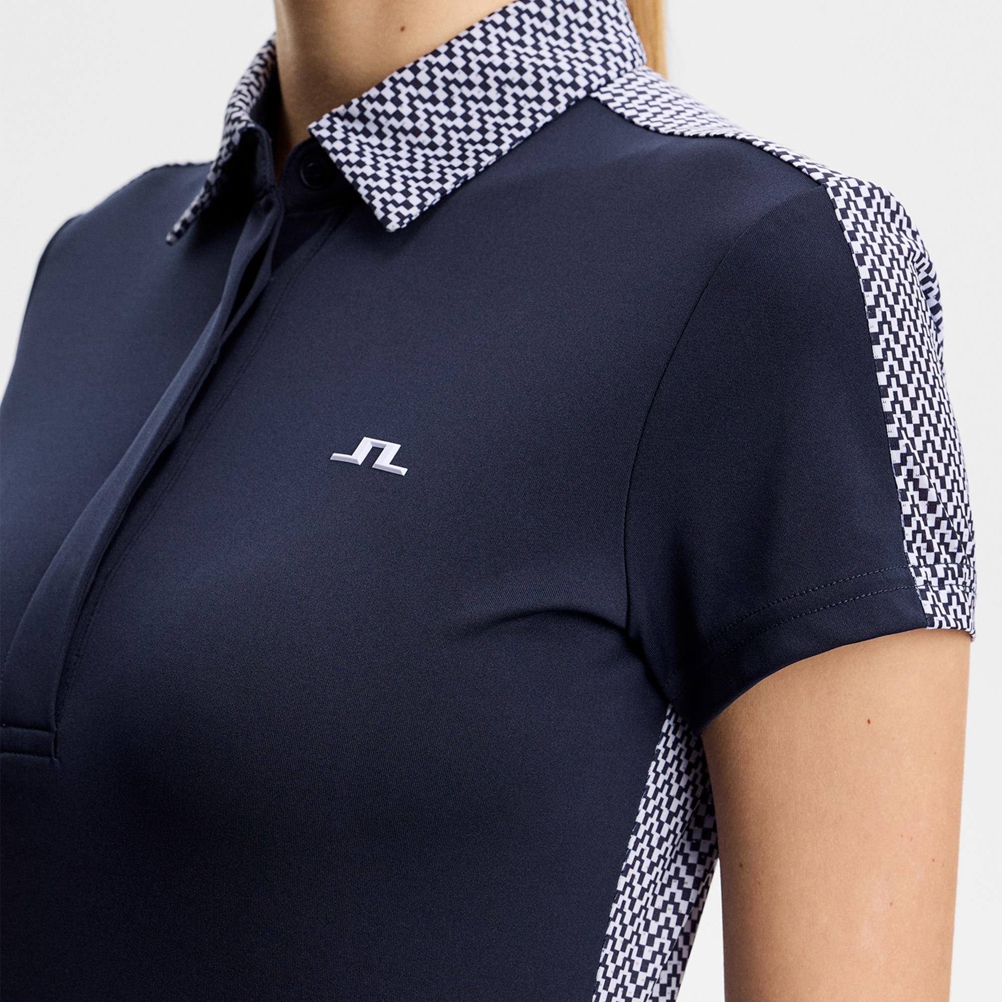 J Lindeberg Cara Print Ladies Golf Polo Shirt Navy