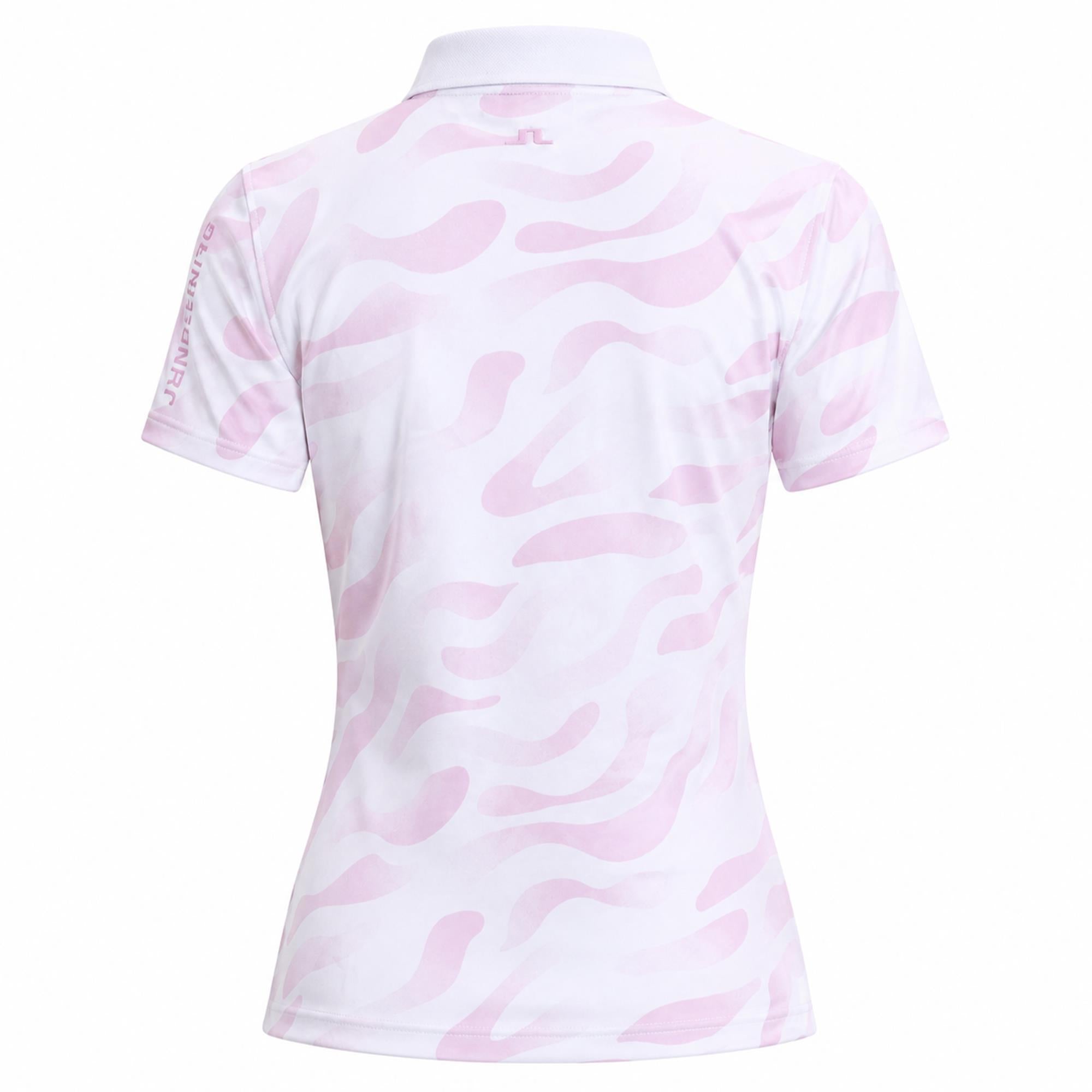 J Lindeberg Tour Tech Print Ladies Golf Polo Shirt Bunker Fade White Orchid
