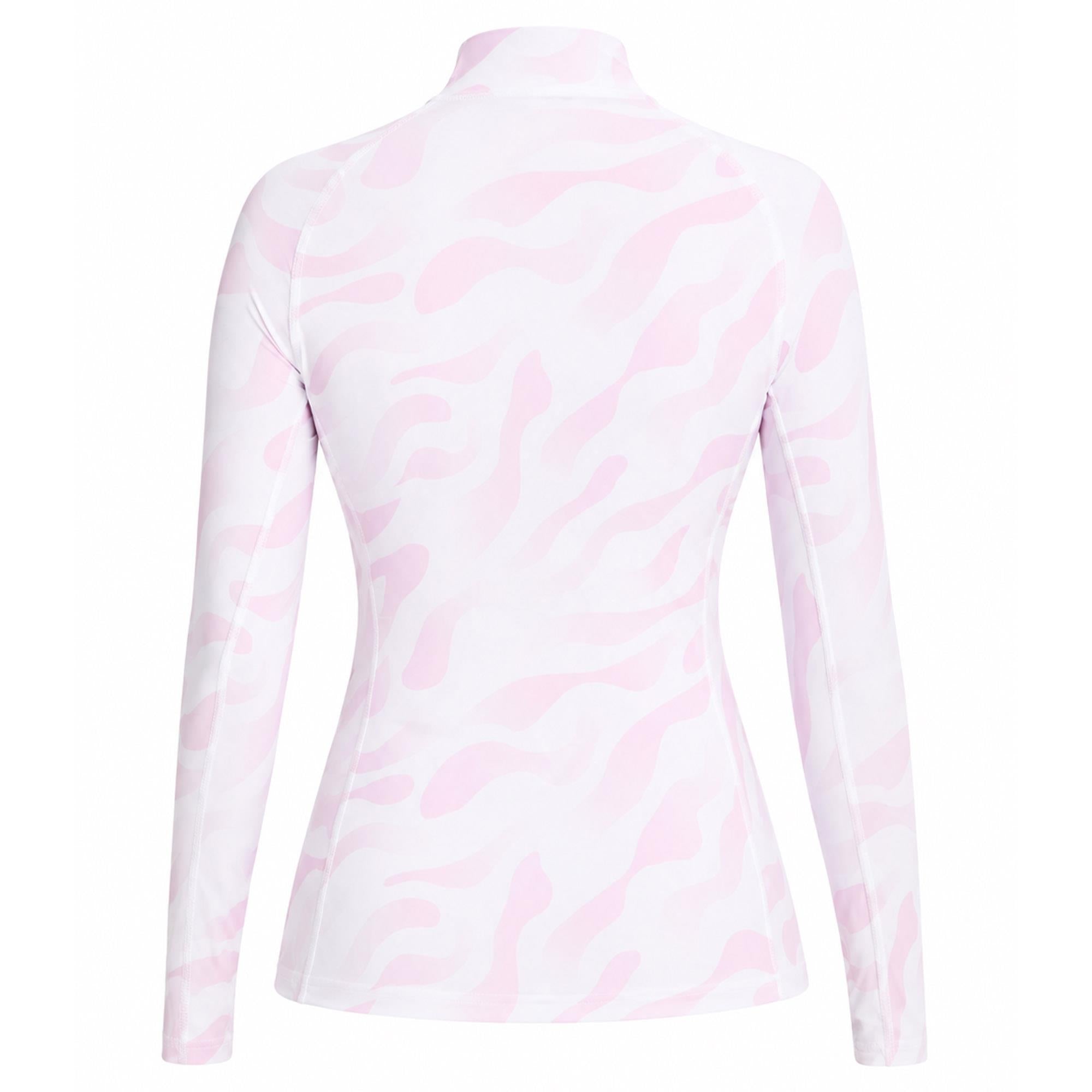 J Lindeberg Ella Print Ladies Compression Golf Top Bunker Fade White Orchid