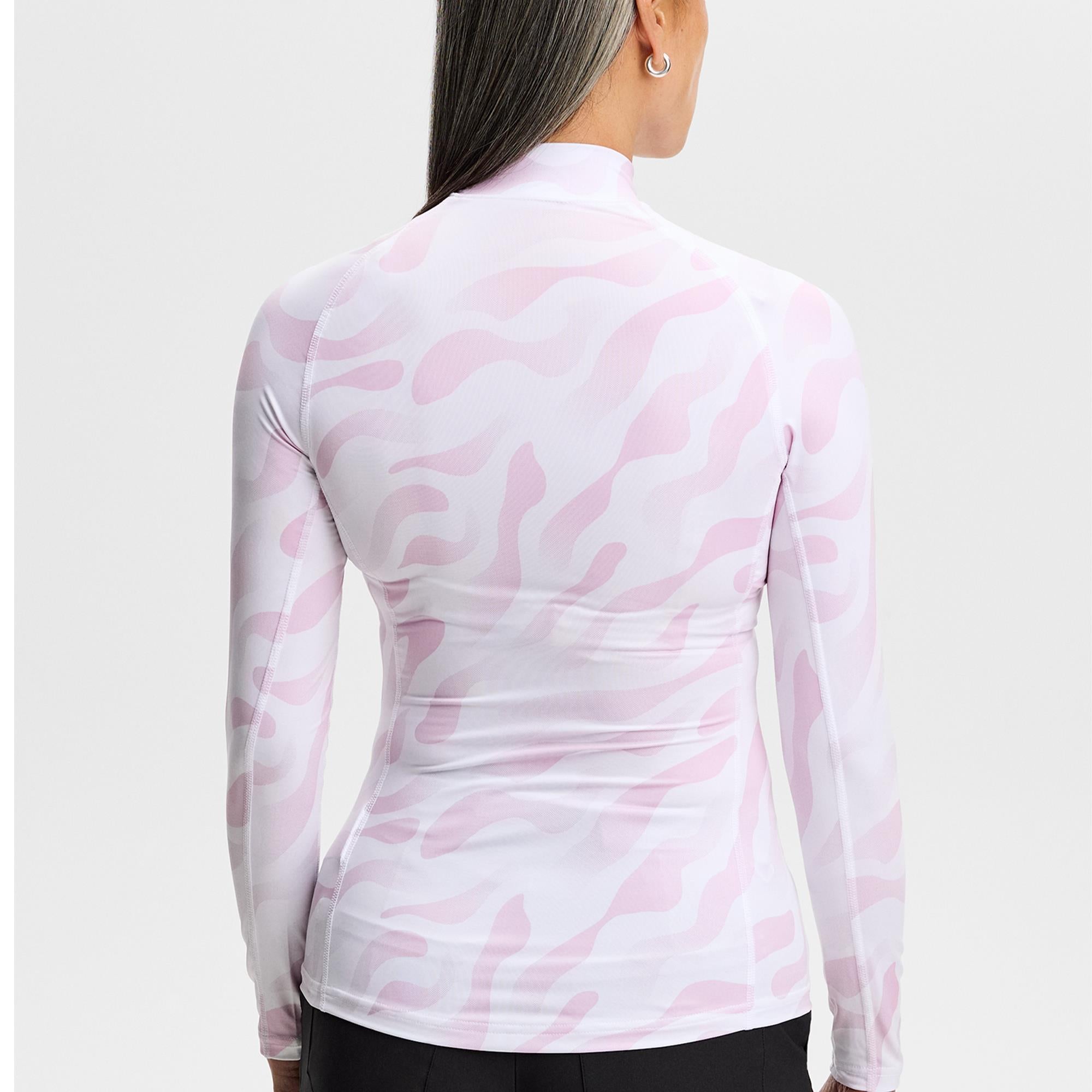 J Lindeberg Ella Print Ladies Compression Golf Top Bunker Fade White Orchid