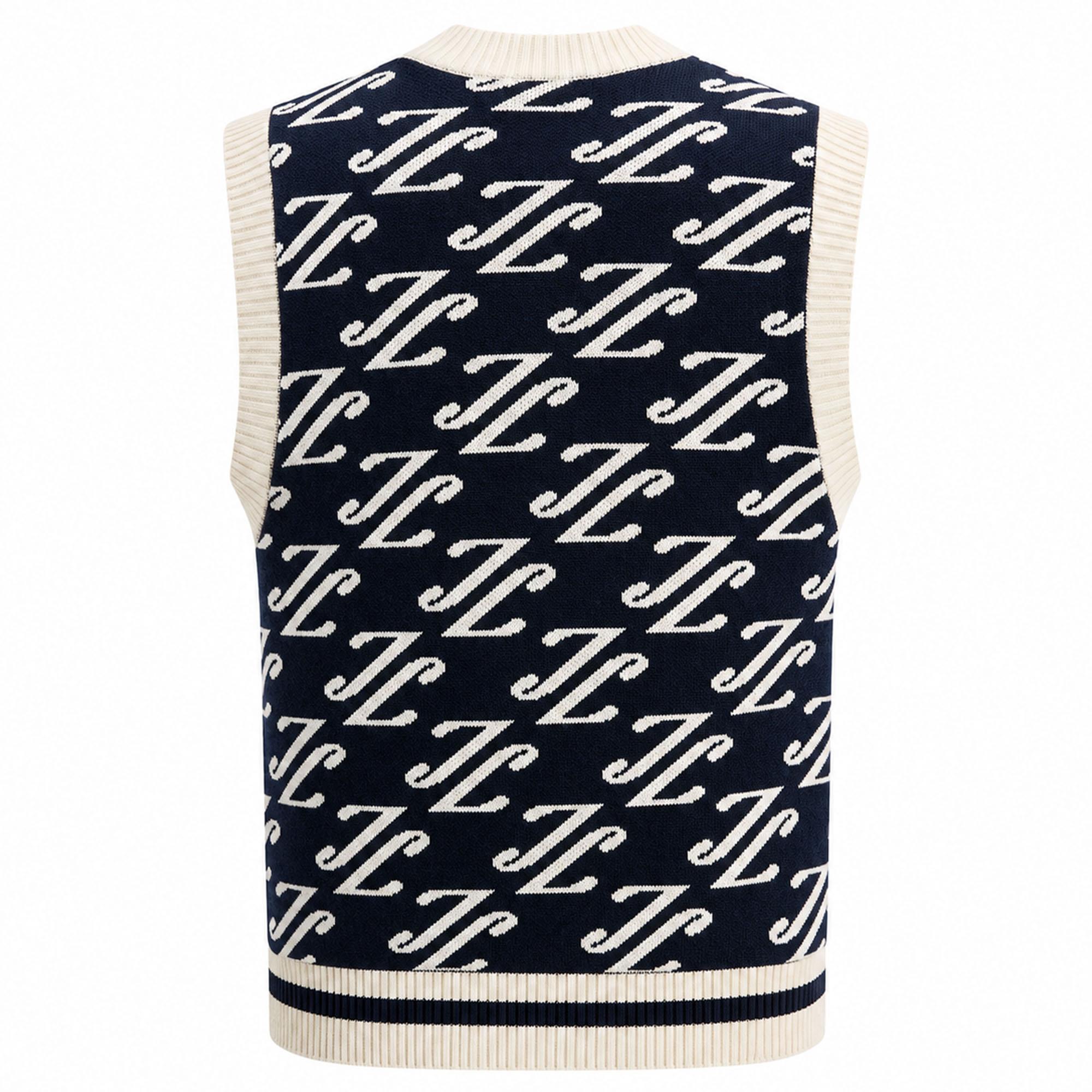 J Lindeberg Anton Jacquard Mens Knit Vest Cardi Jacquard Navy