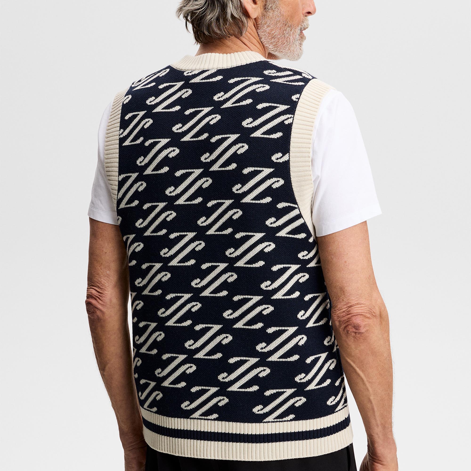 J Lindeberg Anton Jacquard Mens Knit Vest Cardi Jacquard Navy