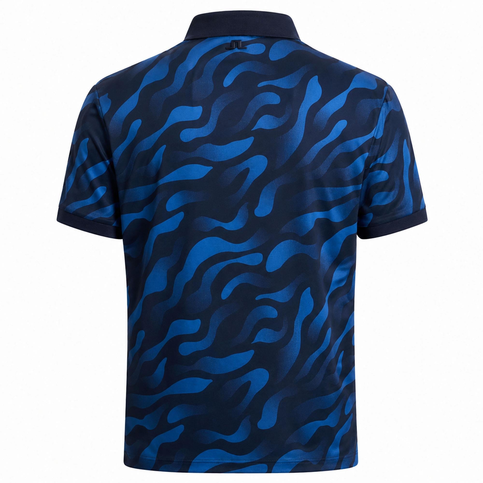 J Lindeberg Tour Tech Print Mens Golf Polo Shirt Bunker Fade Navy Set