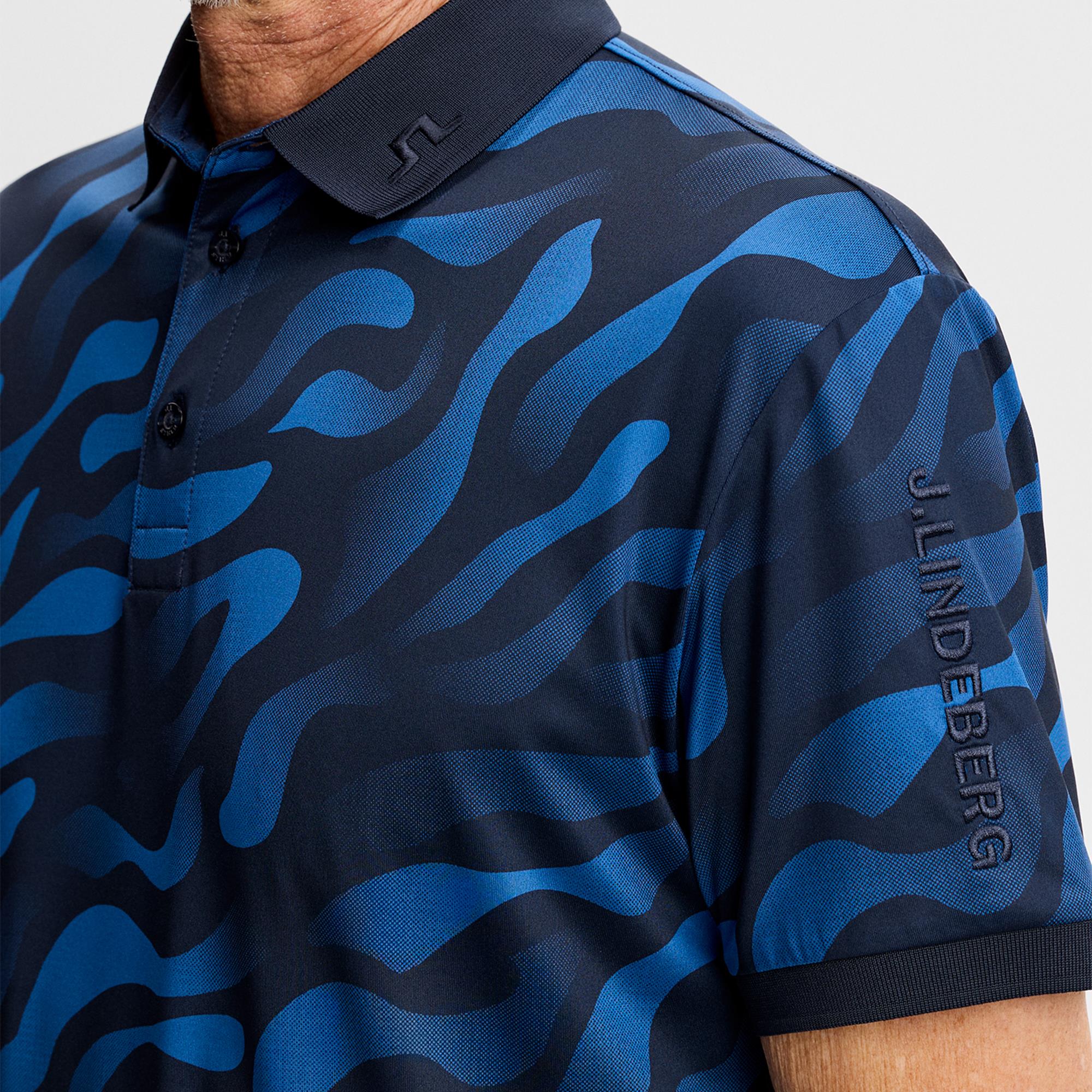 J Lindeberg Tour Tech Print Mens Golf Polo Shirt Bunker Fade Navy Set
