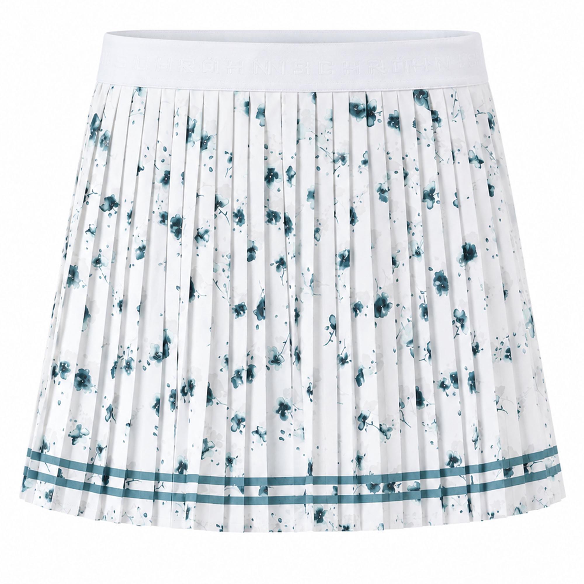 Rohnisch Breezy Pleated Ladies Golf Skort Teal Mountain Bloom