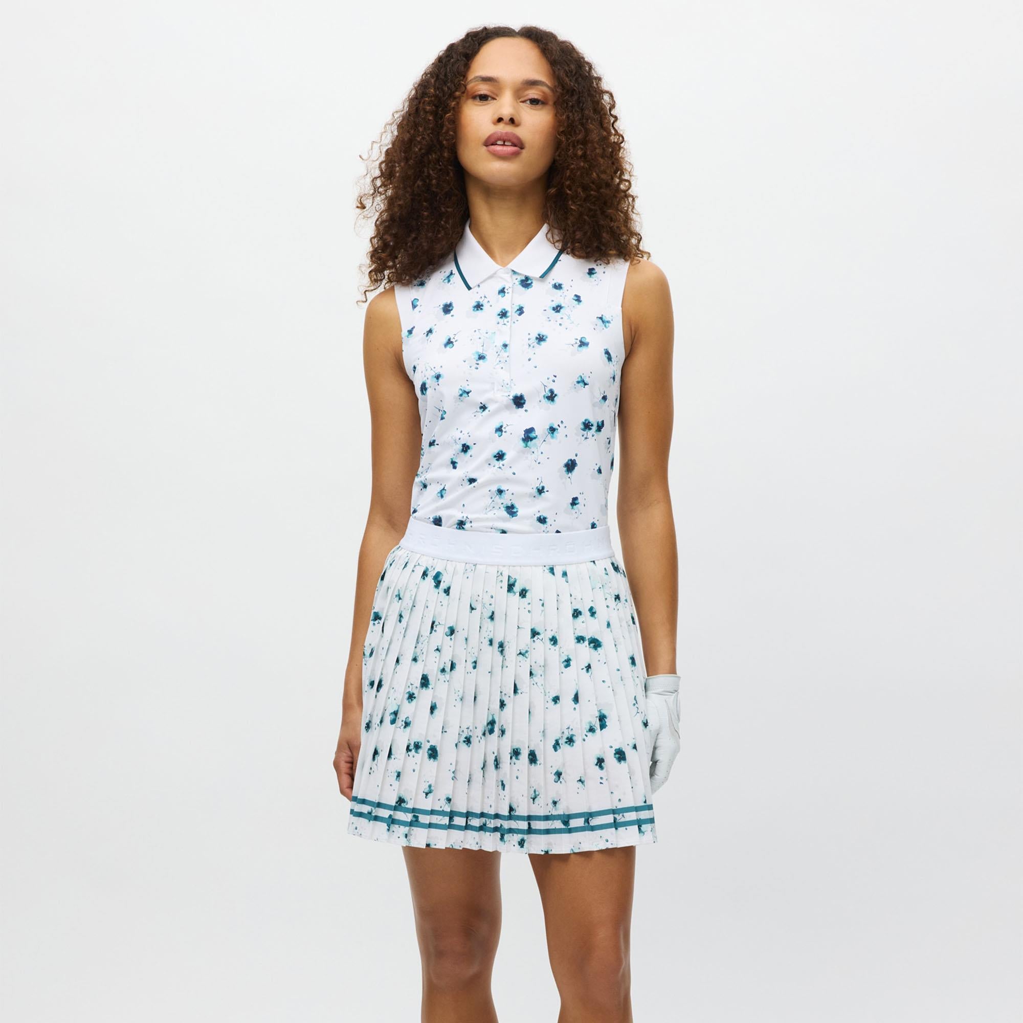 Rohnisch Breezy Pleated Ladies Golf Skort Teal Mountain Bloom