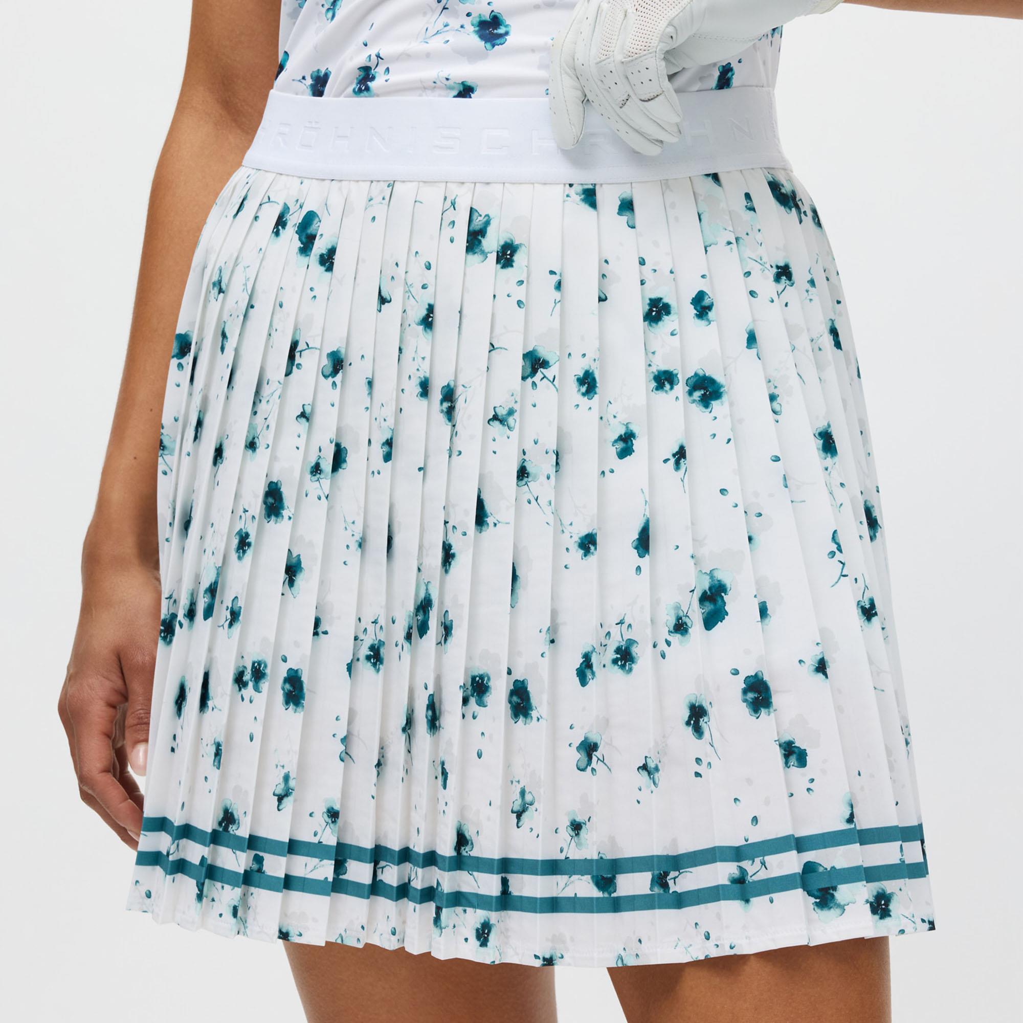 Rohnisch Breezy Pleated Ladies Golf Skort Teal Mountain Bloom
