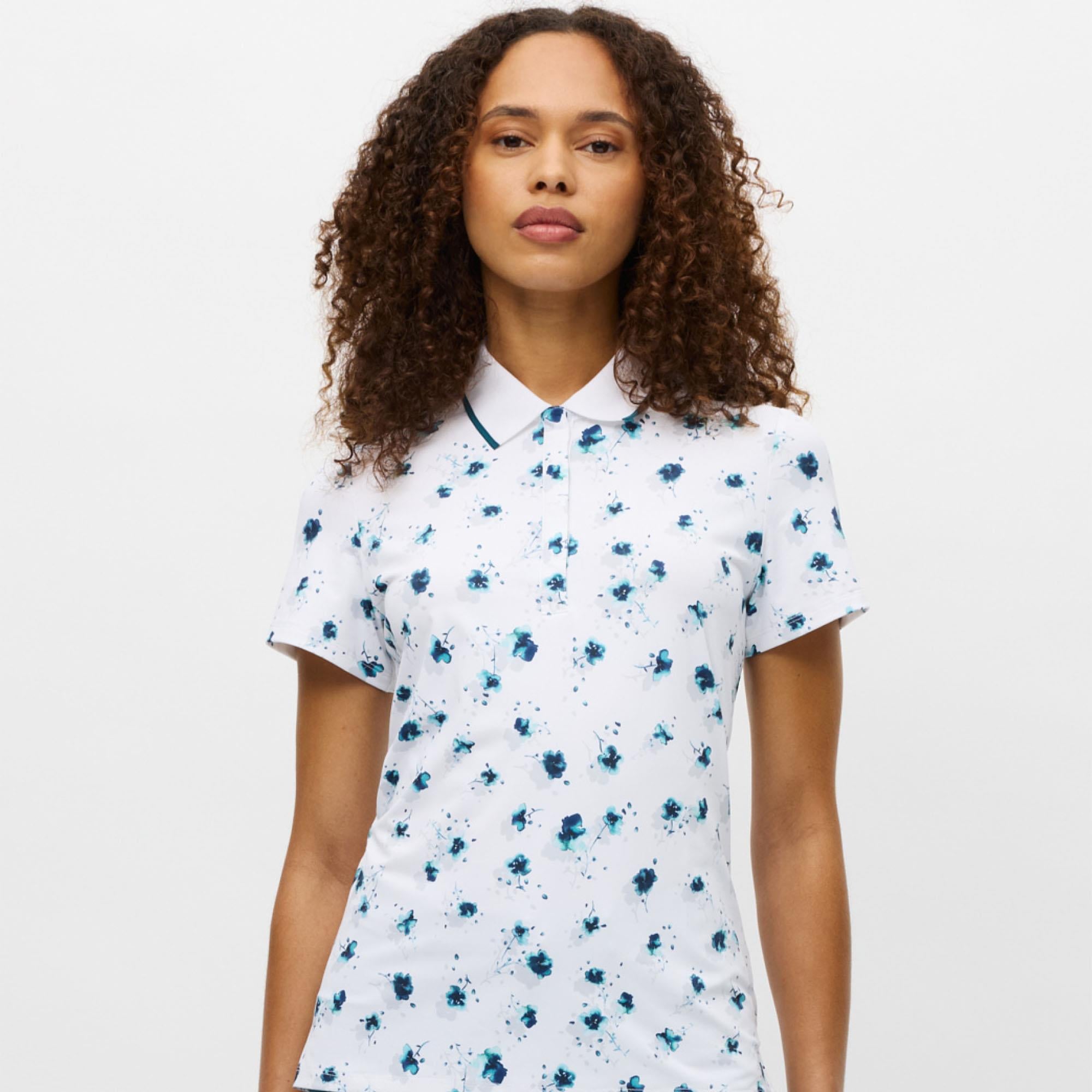 Rohnisch Deni Ladies Golf Polo Shirt Teal Mountain Bloom