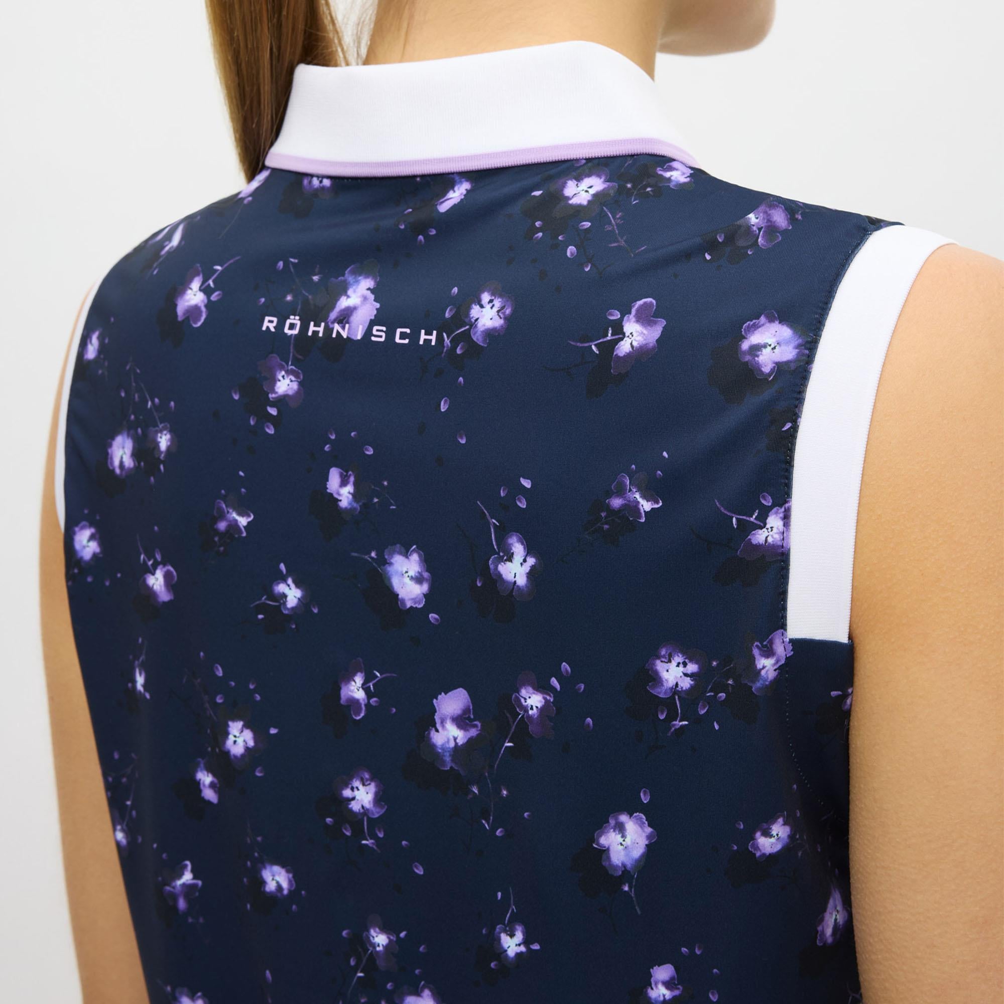 Rohnisch Deni Ladies Golf Sleeveless Polo Shirt Purple Mountain Bloom